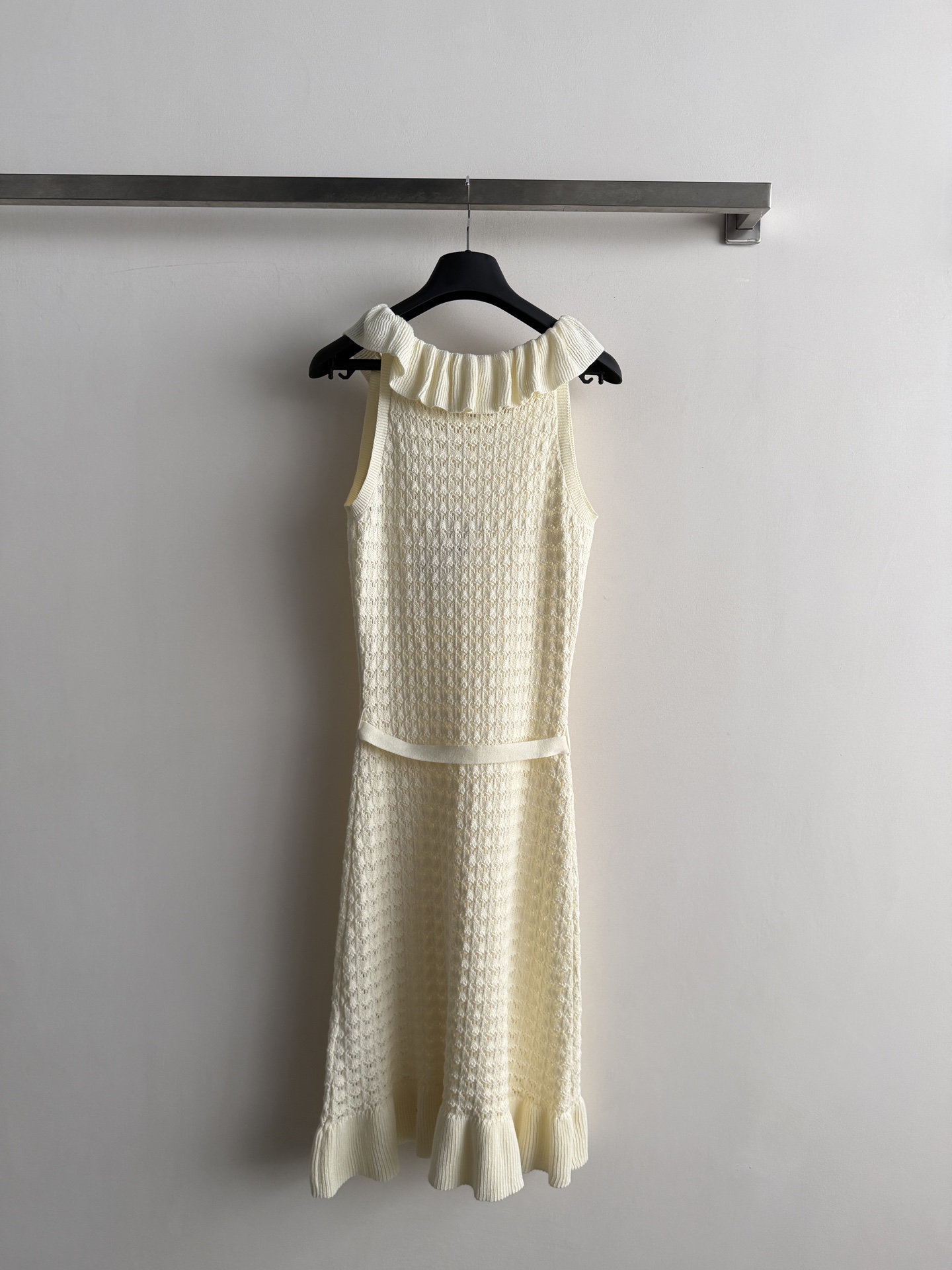 Dior Ruffle Halter Knit Midi Dress