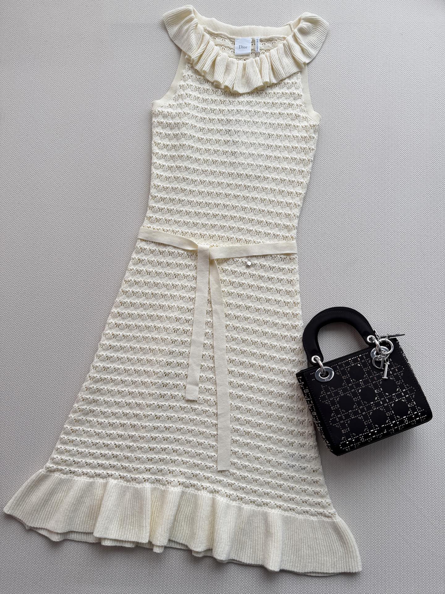 Dior Ruffle Halter Knit Midi Dress