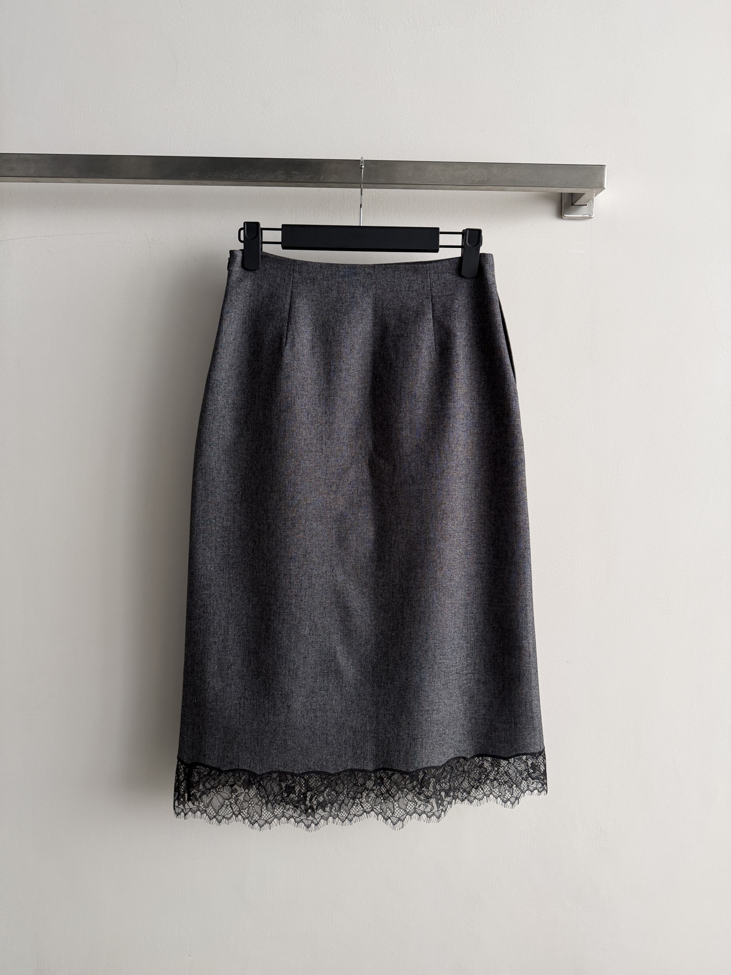 DIOR Lace Trim Straight Midi Skirt