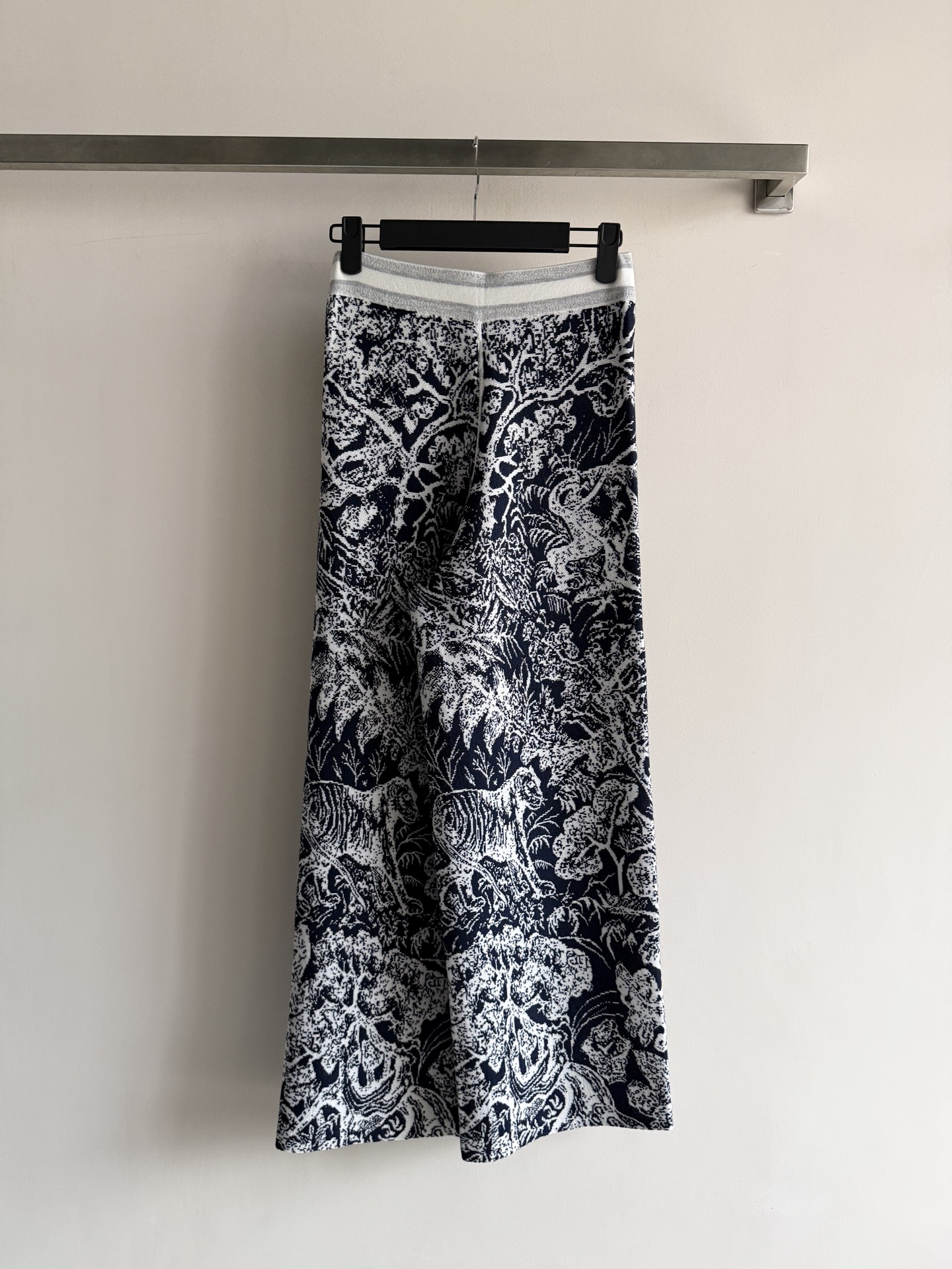 dior floral jacquard knit wide leg pants