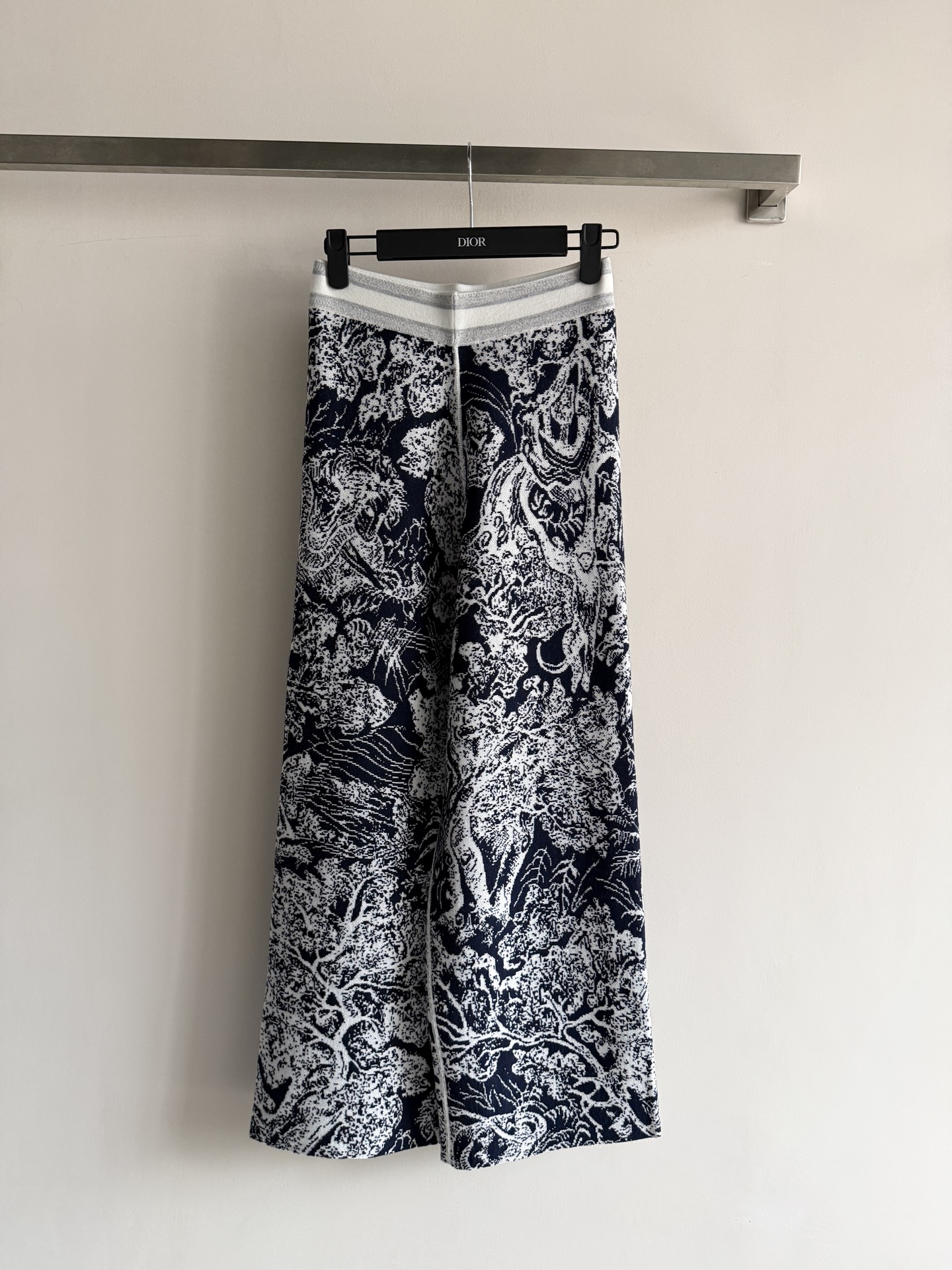 dior floral jacquard knit wide leg pants