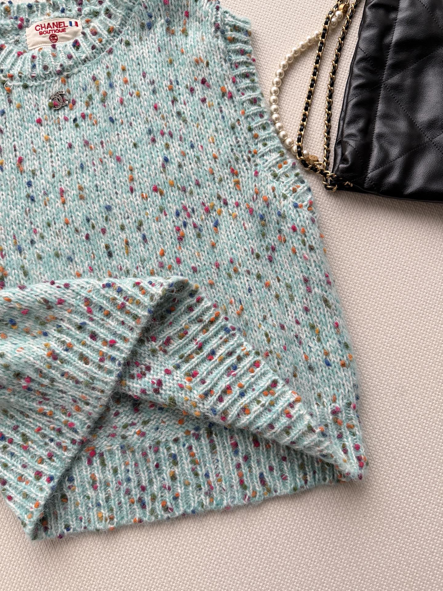 Chanel Mint Speckled Knit Vest
