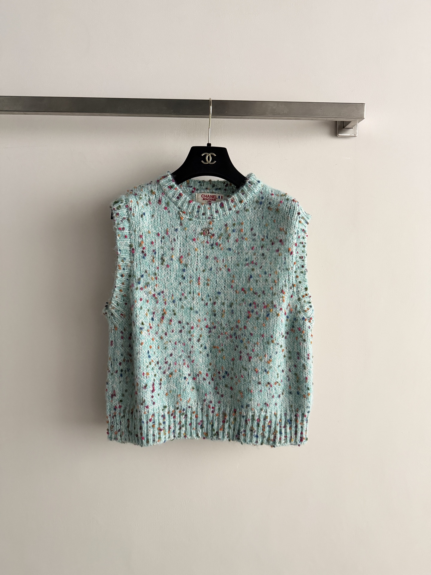 Chanel Mint Speckled Knit Vest