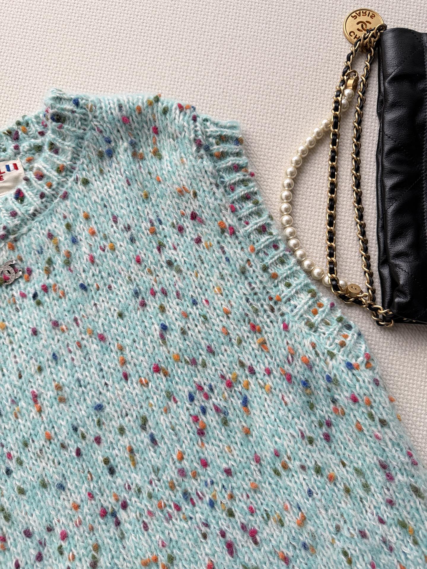 Chanel Mint Speckled Knit Vest