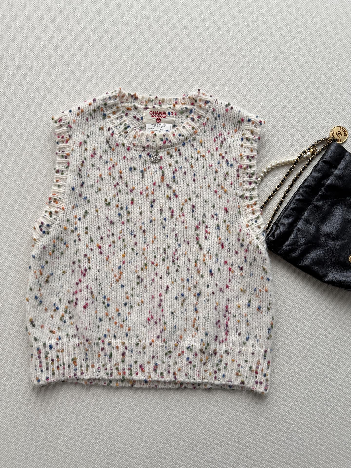 Chanel Ivory Speckled Knit Vest