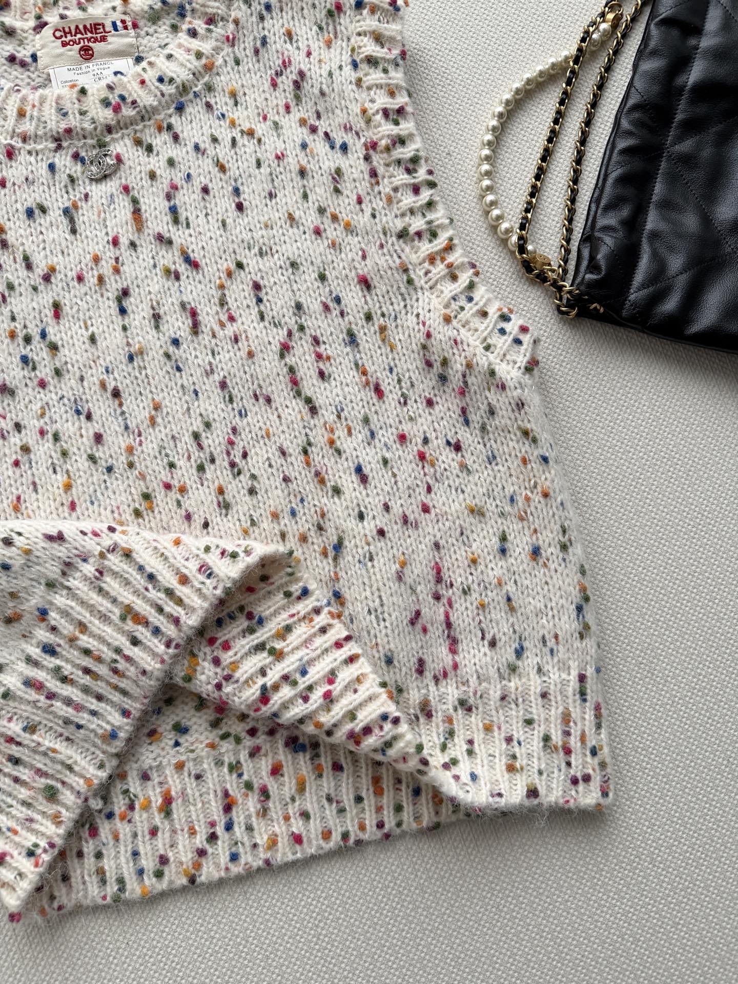 Chanel Ivory Speckled Knit Vest