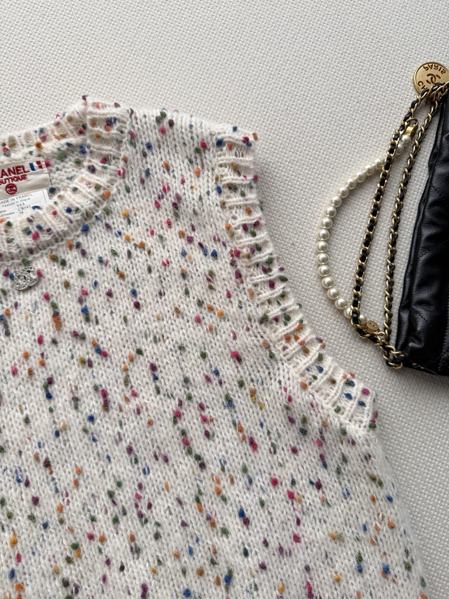 Chanel Ivory Speckled Knit Vest