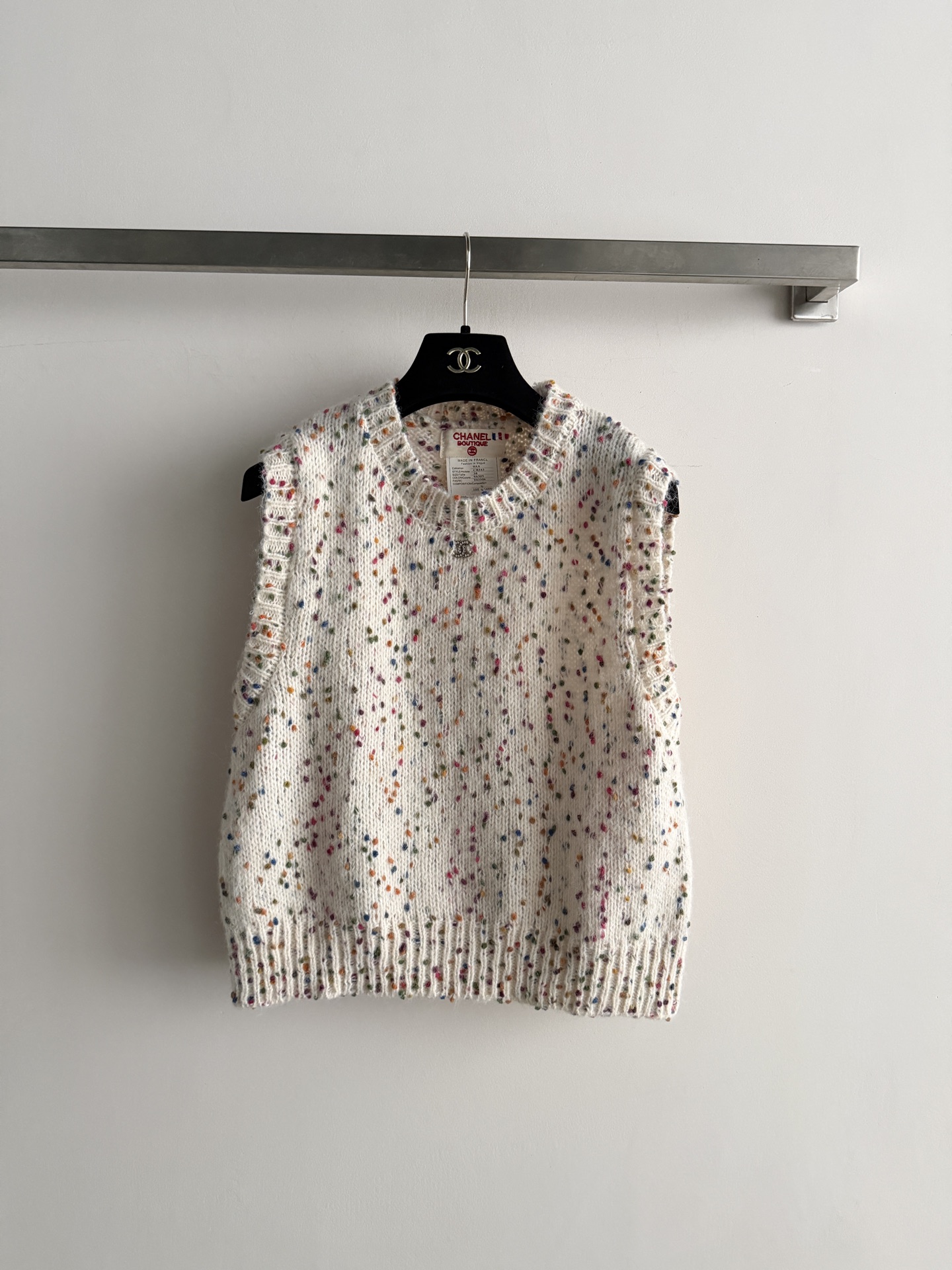 Chanel Ivory Speckled Knit Vest