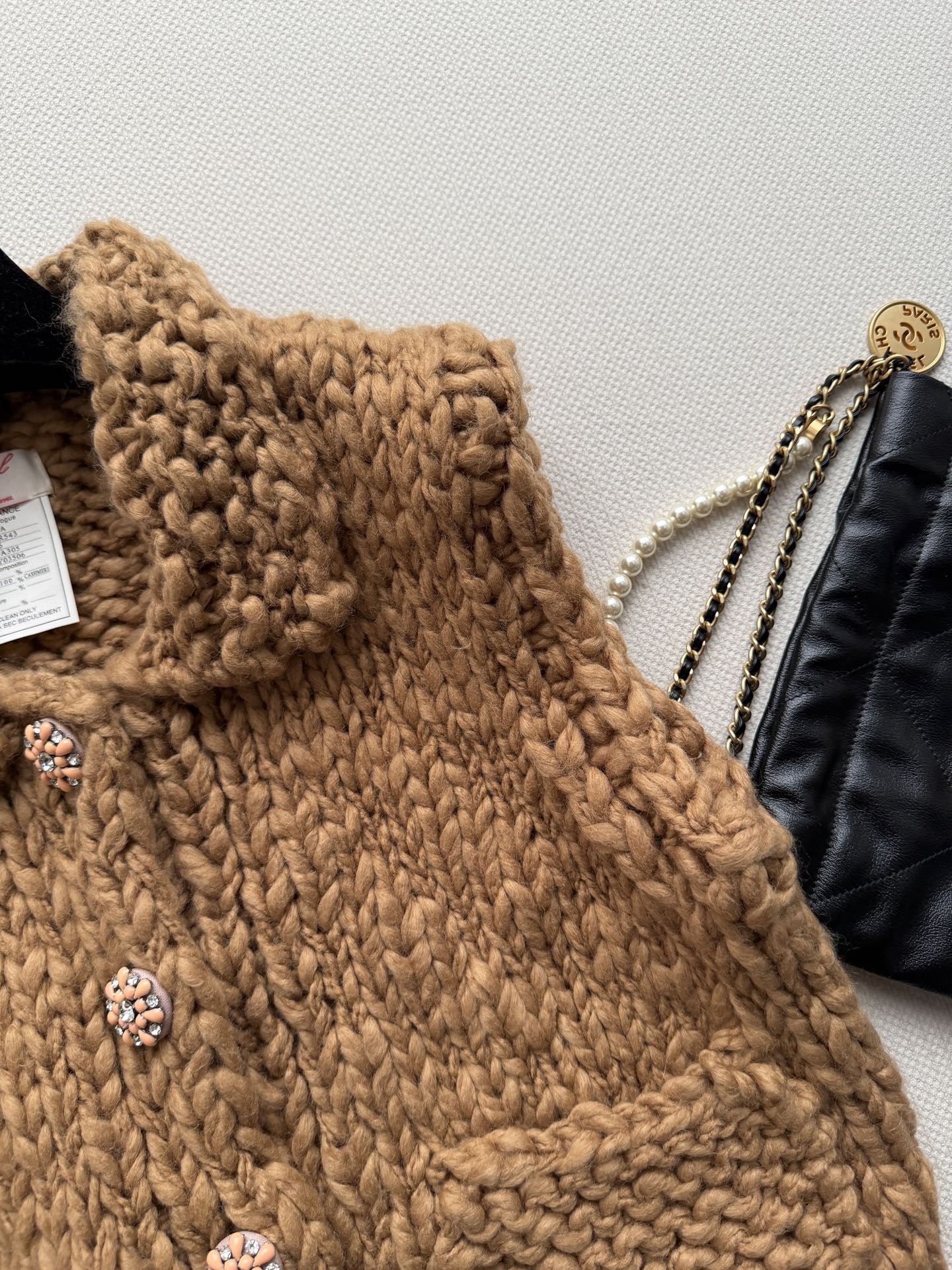 Chanel Brown Chunky Knit Pocket Vest
