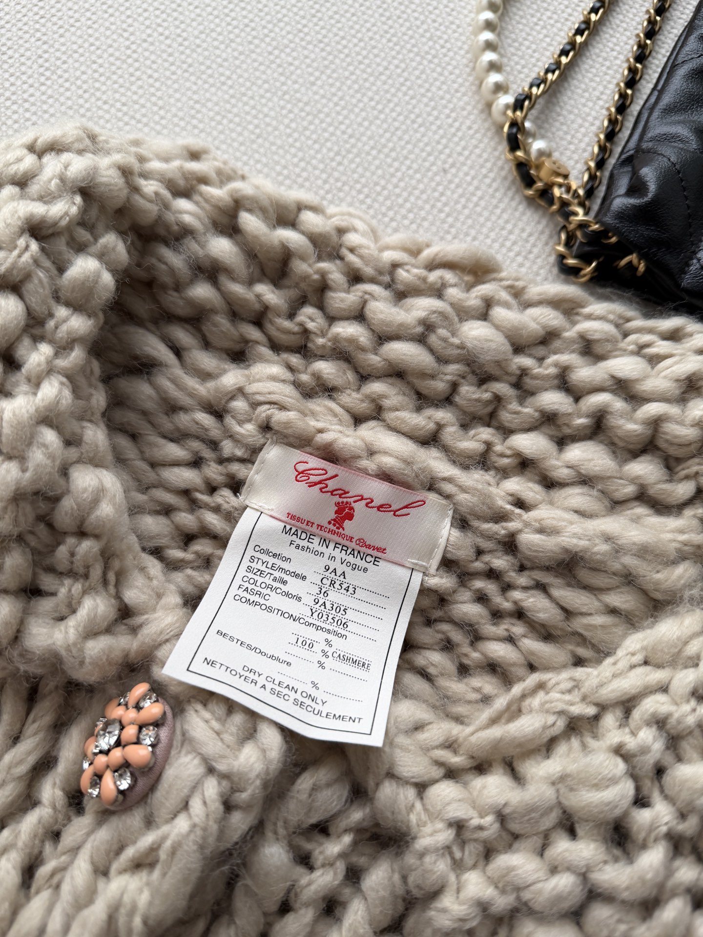Chanel Beige Chunky Knit Pocket Vest