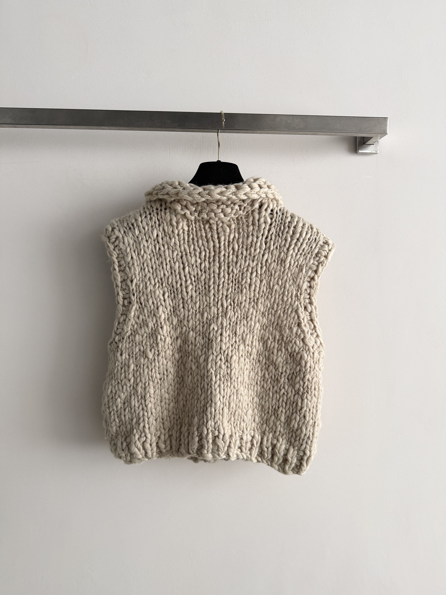 Chanel Beige Chunky Knit Pocket Vest