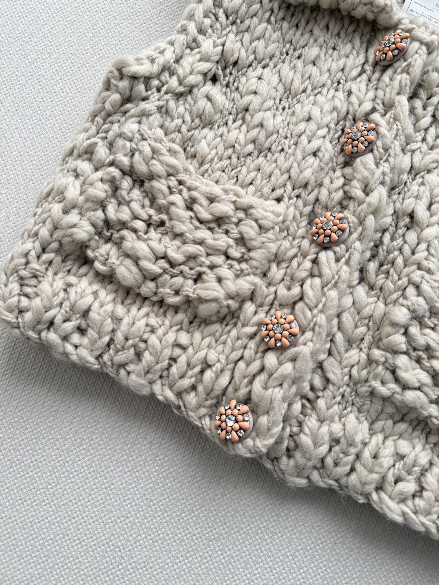 Chanel Beige Chunky Knit Pocket Vest