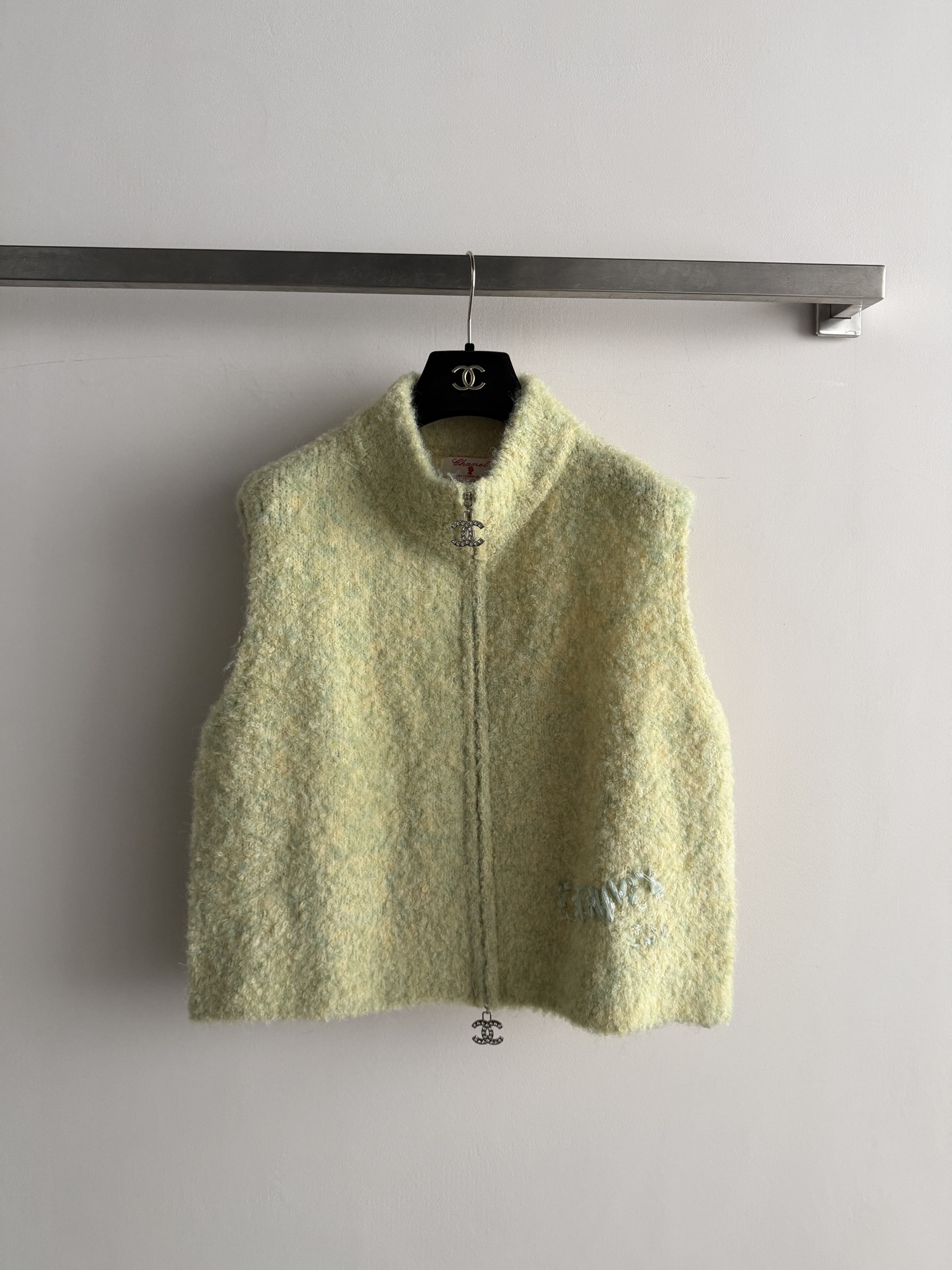 Chanel Light Green Logo Zip Vest