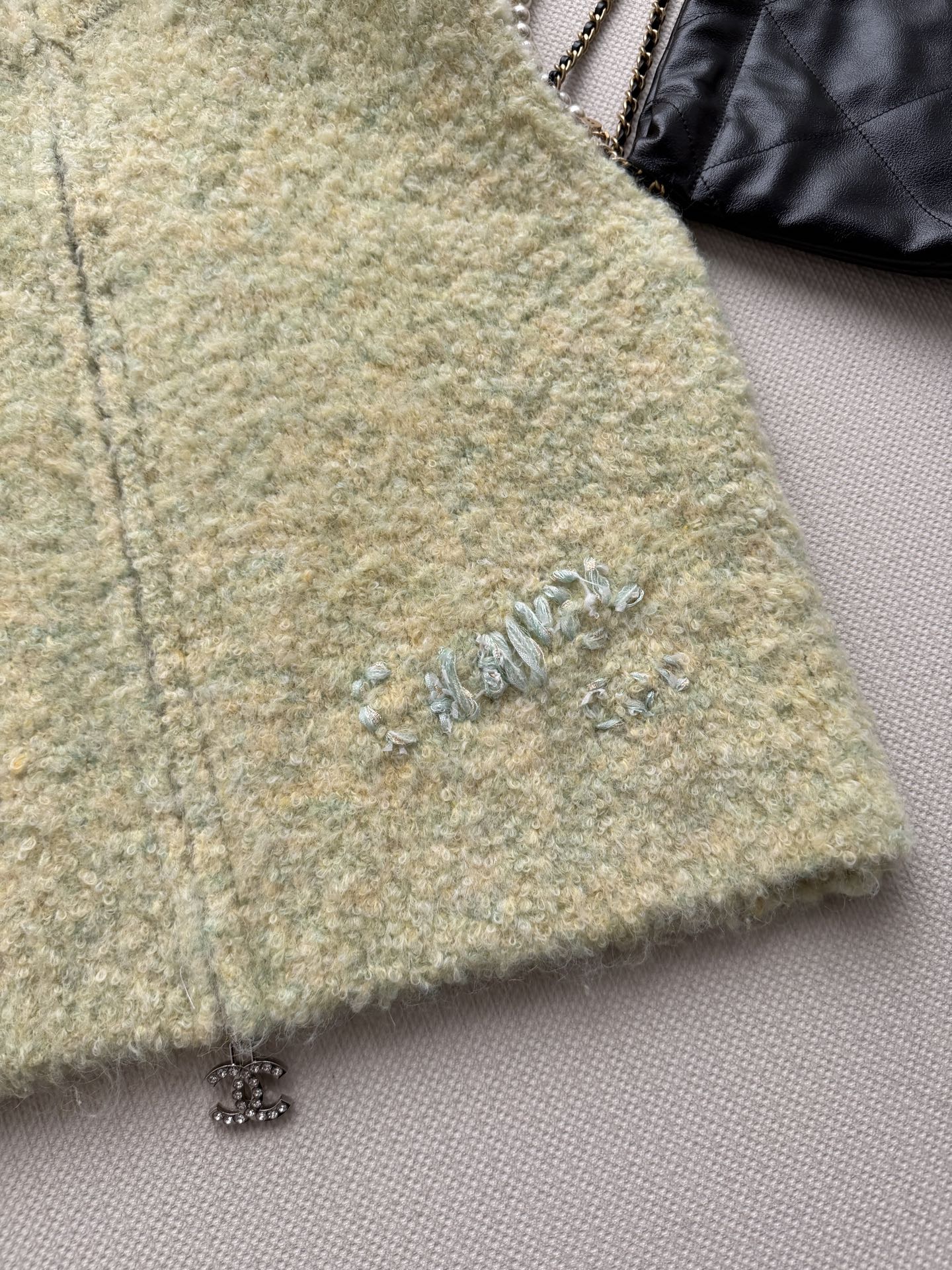 Chanel Light Green Logo Zip Vest
