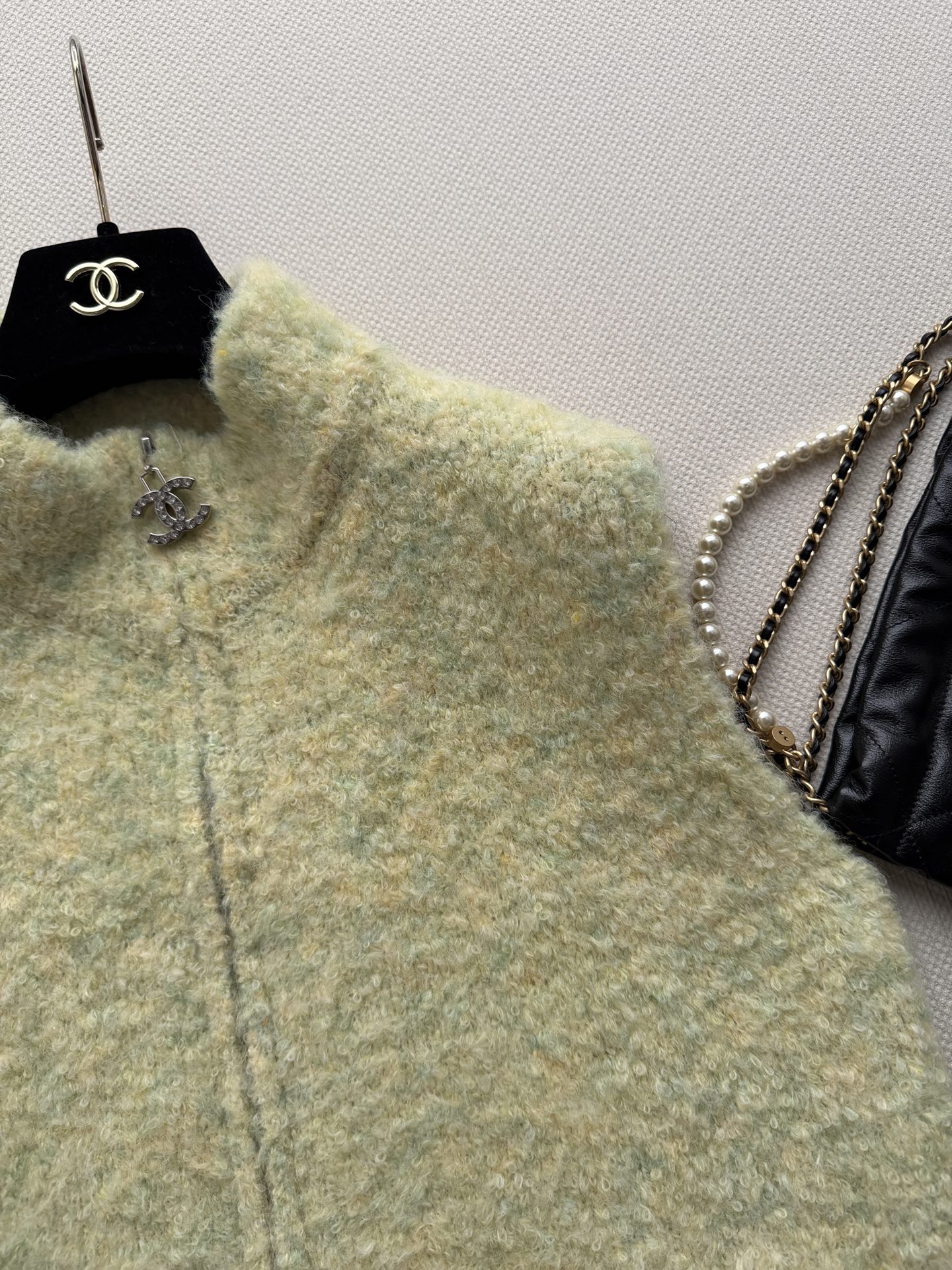 Chanel Light Green Logo Zip Vest