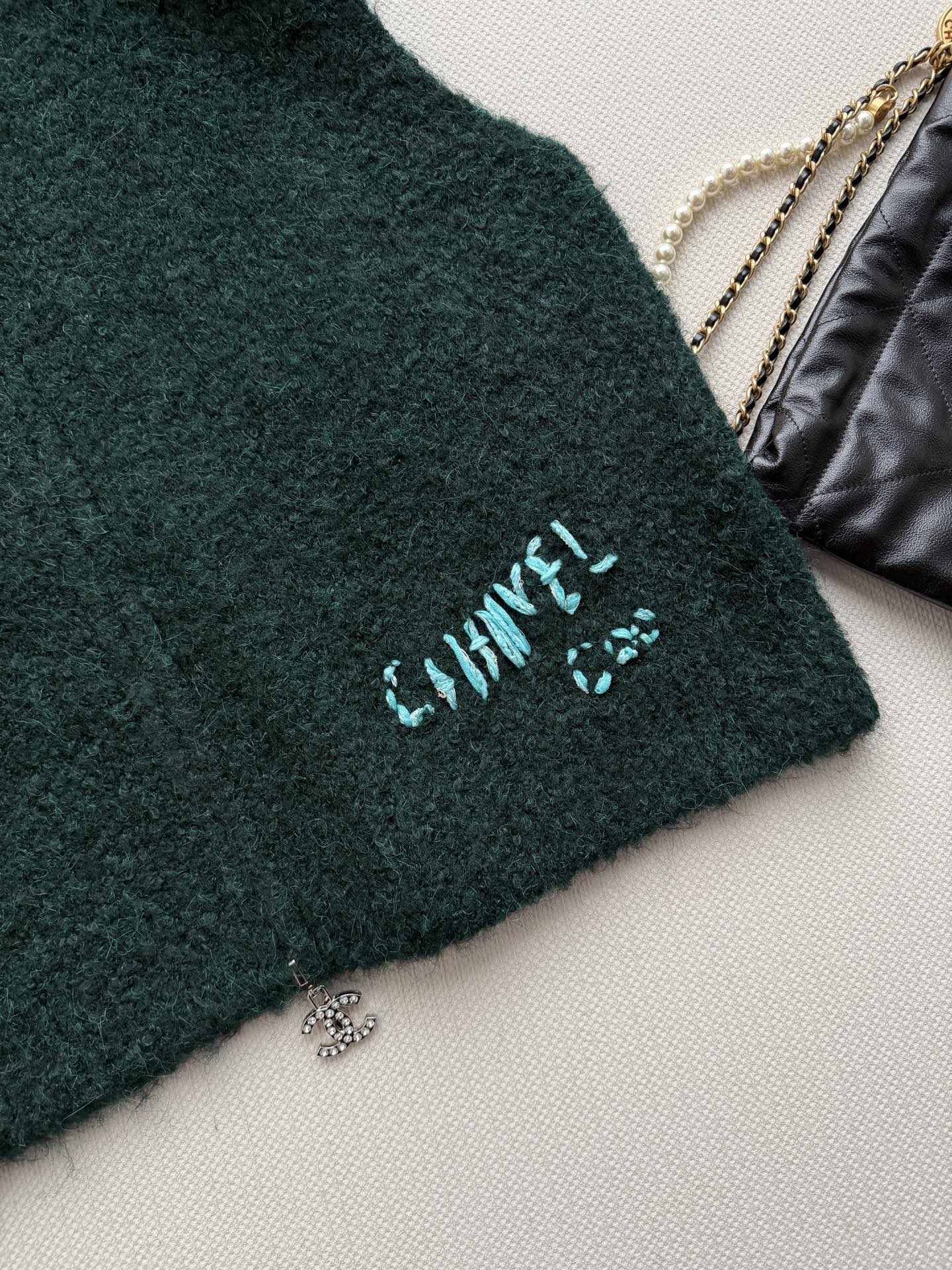 Chanel Dark Green Logo Zip Vest