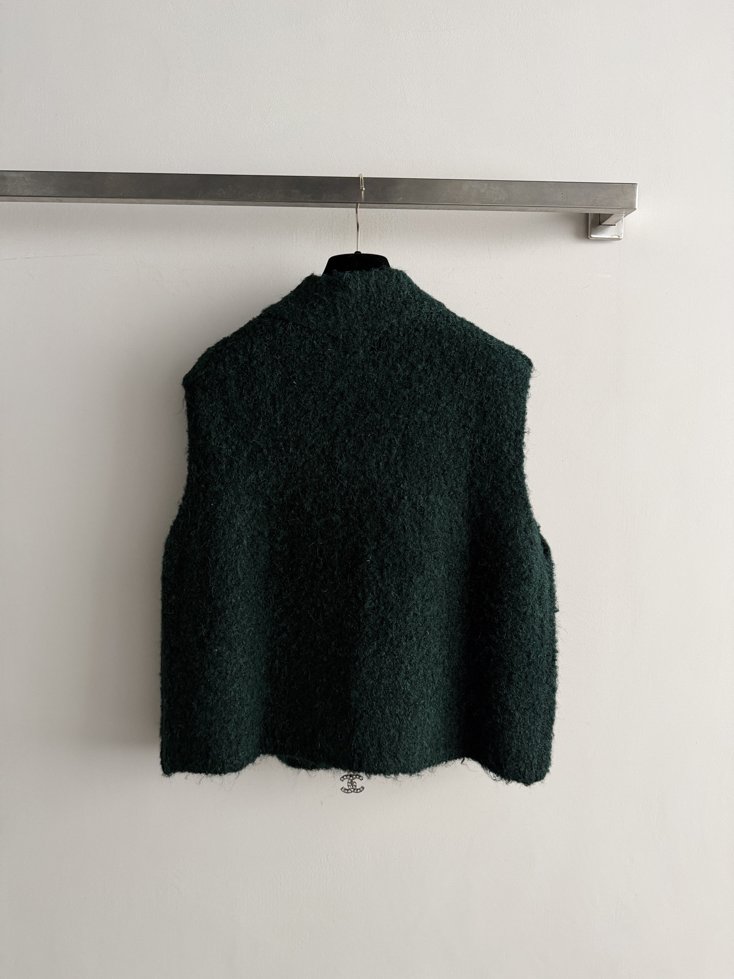 Chanel Dark Green Logo Zip Vest