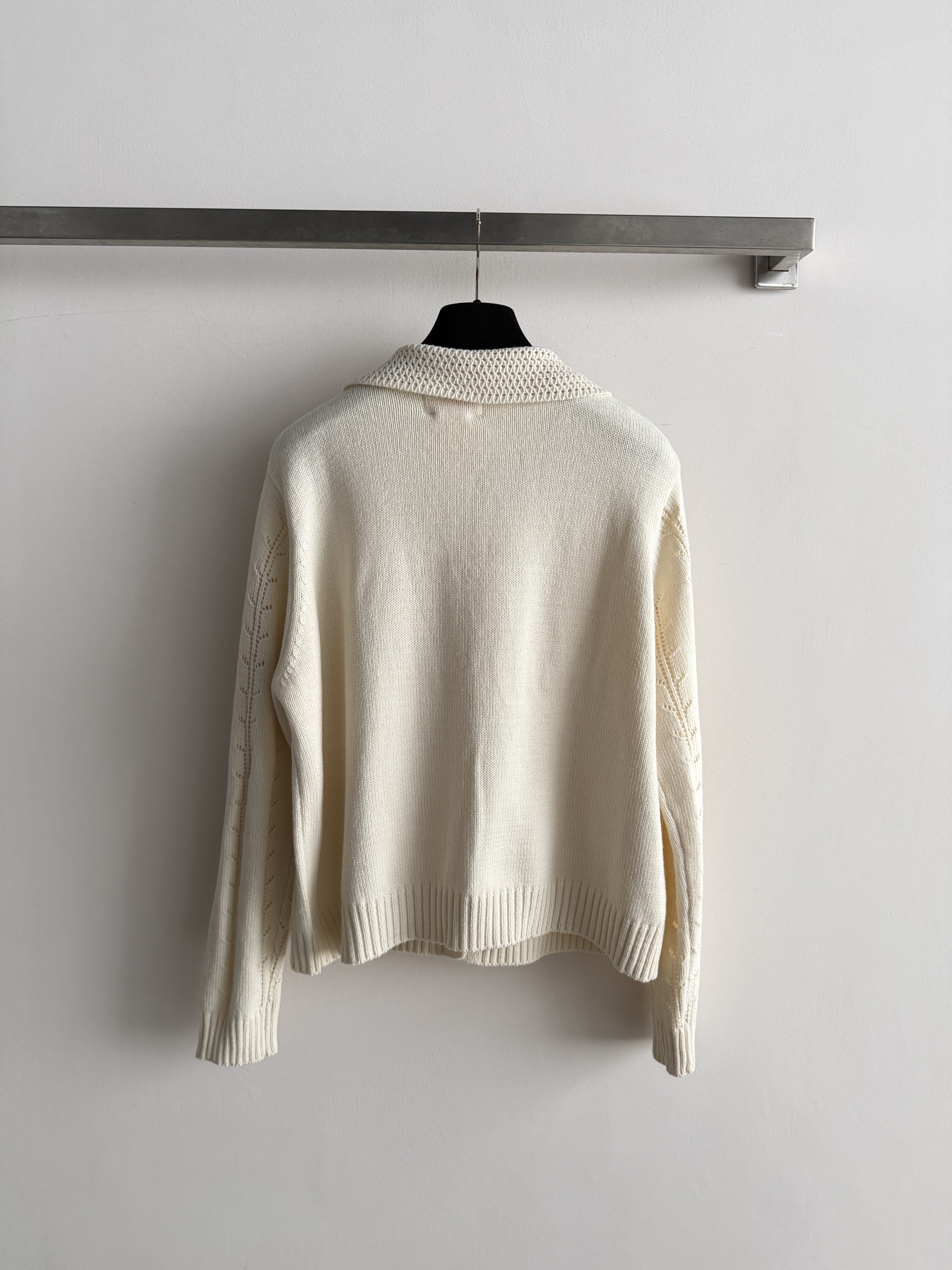 Chanel Ivory Collared Button Cardigan
