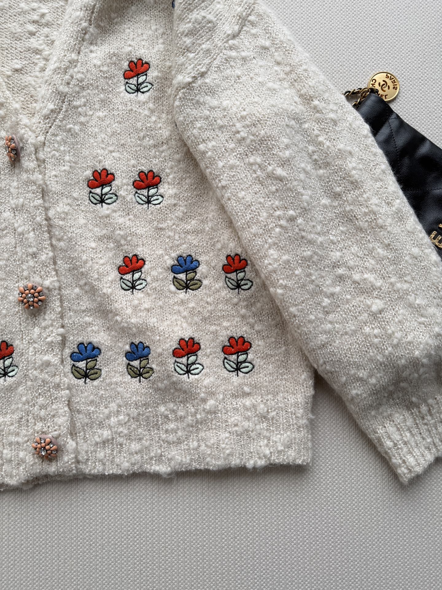 Chanel Ivory Floral Cardigan