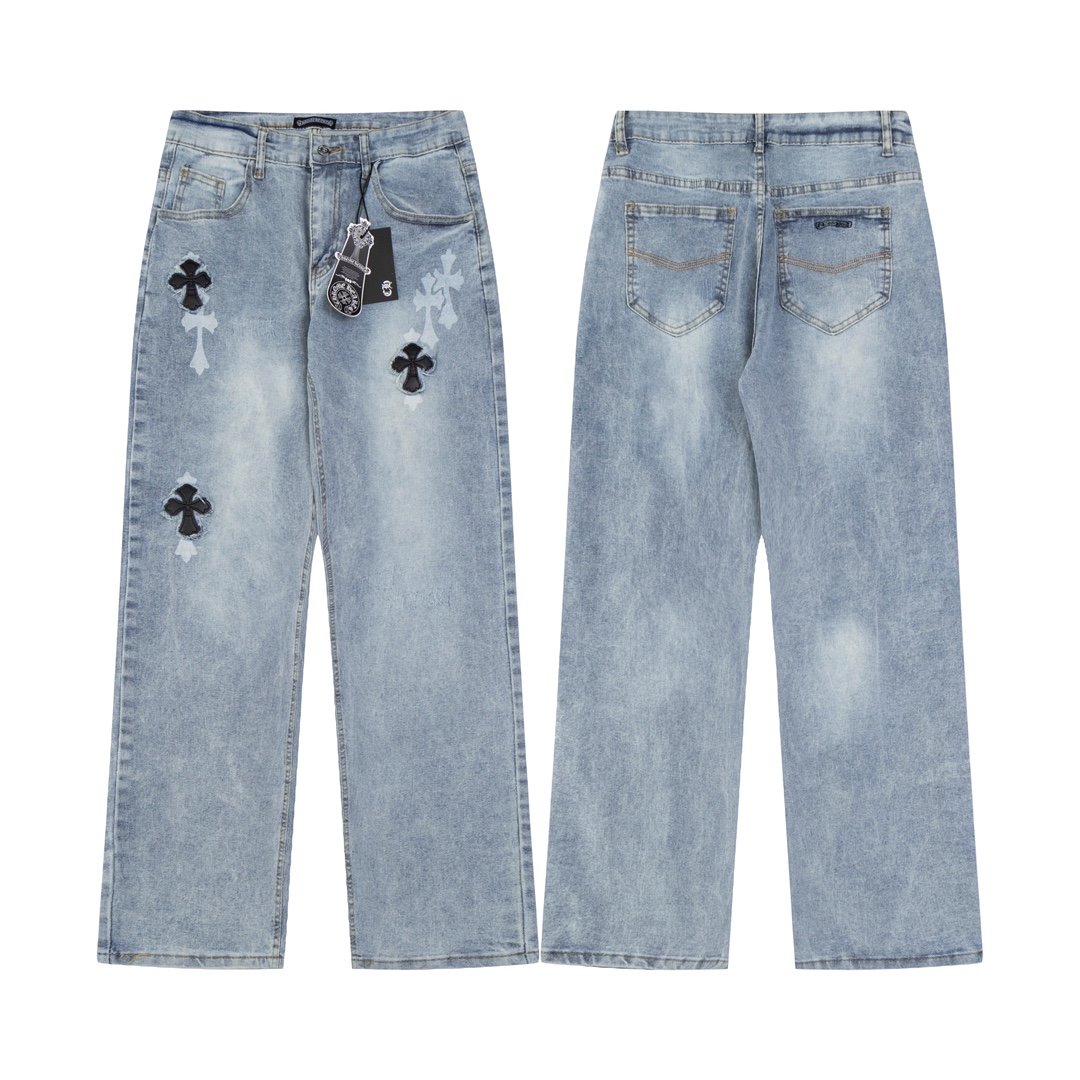 What best replica sellers
 Chrome Hearts Clothing Jeans Blue Printing Unisex Cowhide Genuine Leather Sheepskin Vintage