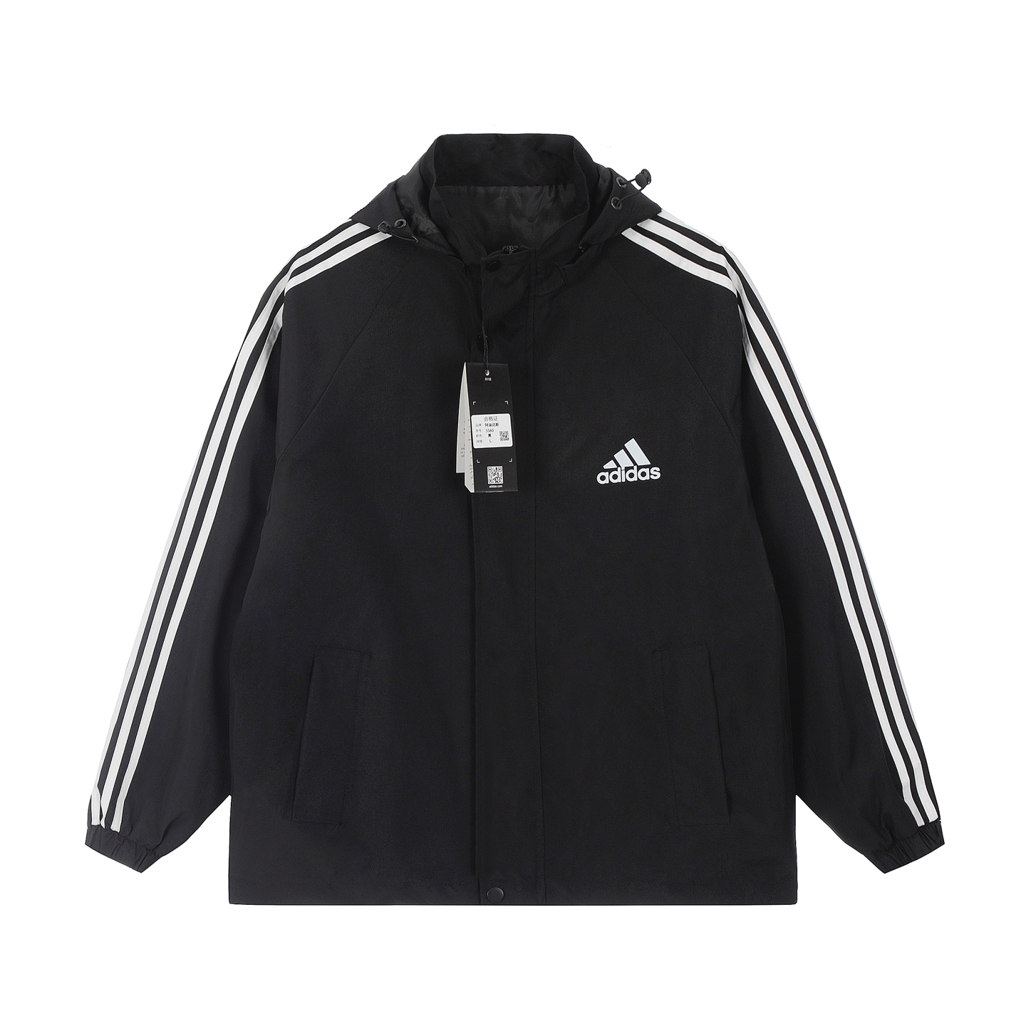 Adidas Classic Hooded Couple Jacket: Stylish, High-Quality, Black, Multiple Sizes Available - 图片 2