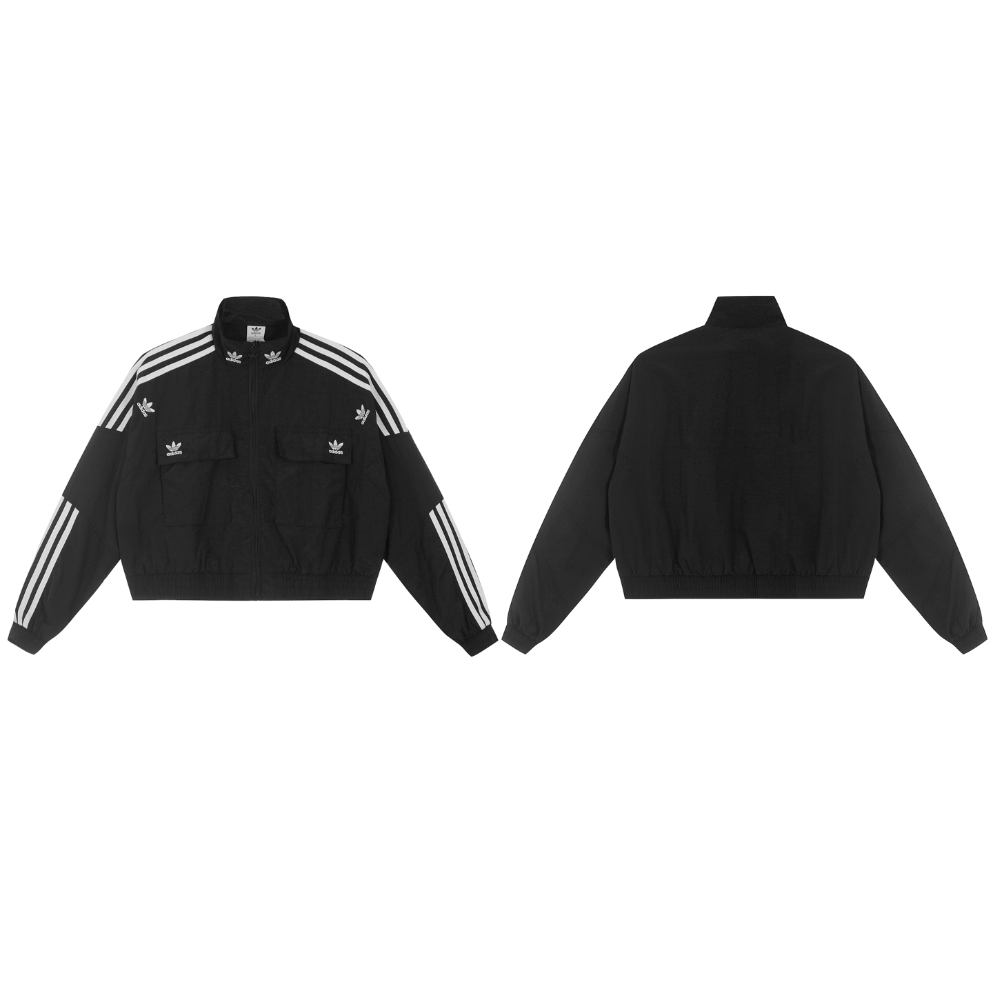 Adidas Embroidered Zipper Jacket in Black, Sizes M-XXL, Measurements Included