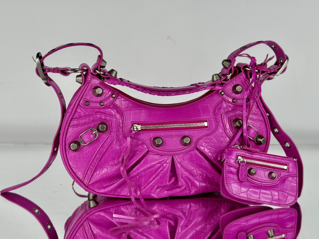 Balenciaga Le Cagole Borse Crossbody & Borse a Tracolla Viola Argento Tessitura Vintage Moto