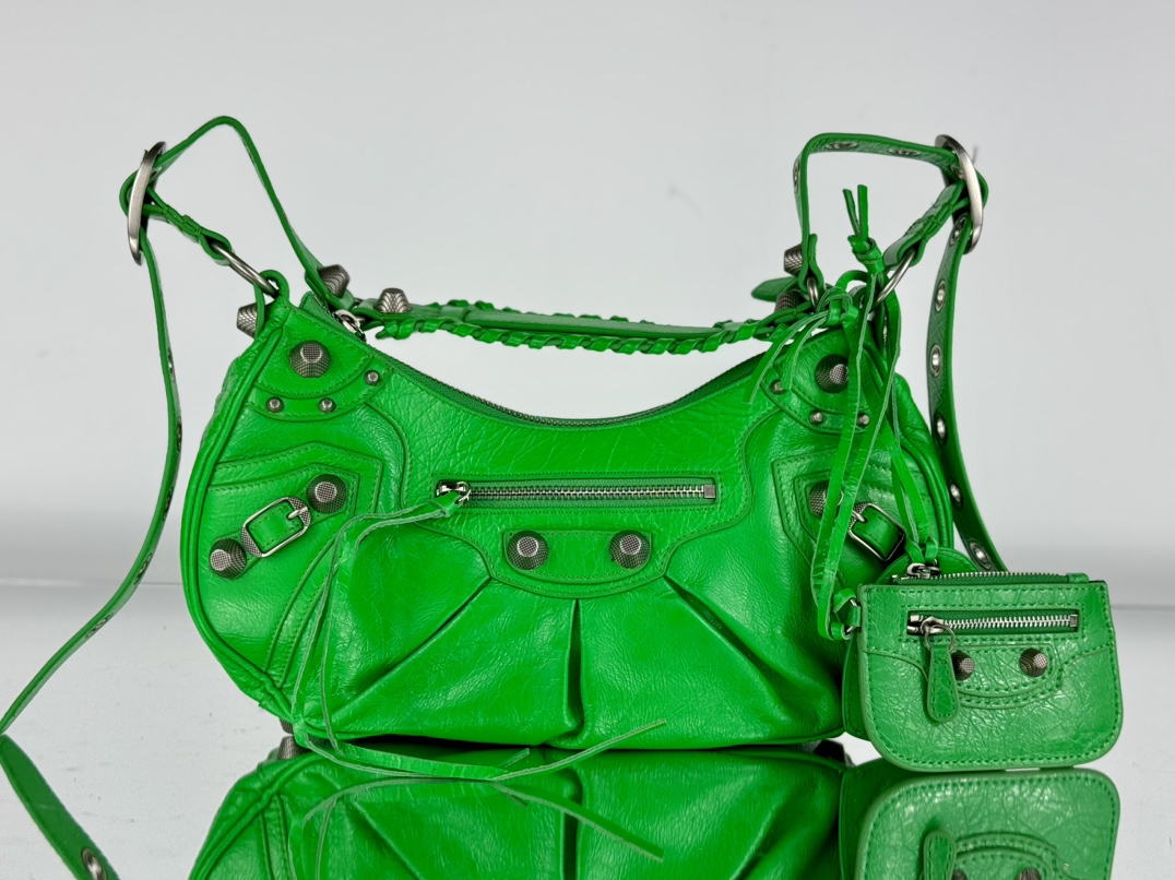 Balenciaga Le Cagole Borse Crossbody & Borse a Tracolla Verde Argento Tessitura Vintage Moto