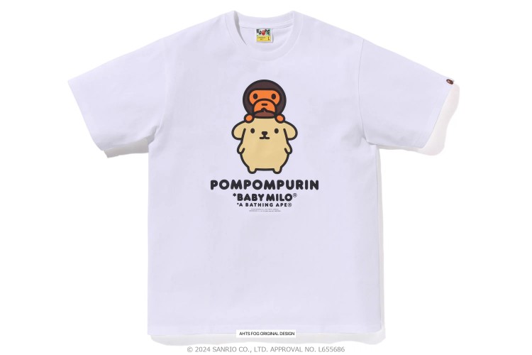 BAPE x Sanrio Pompompurin Graphic Print Tee - Unisex Short Sleeve T-Shirt