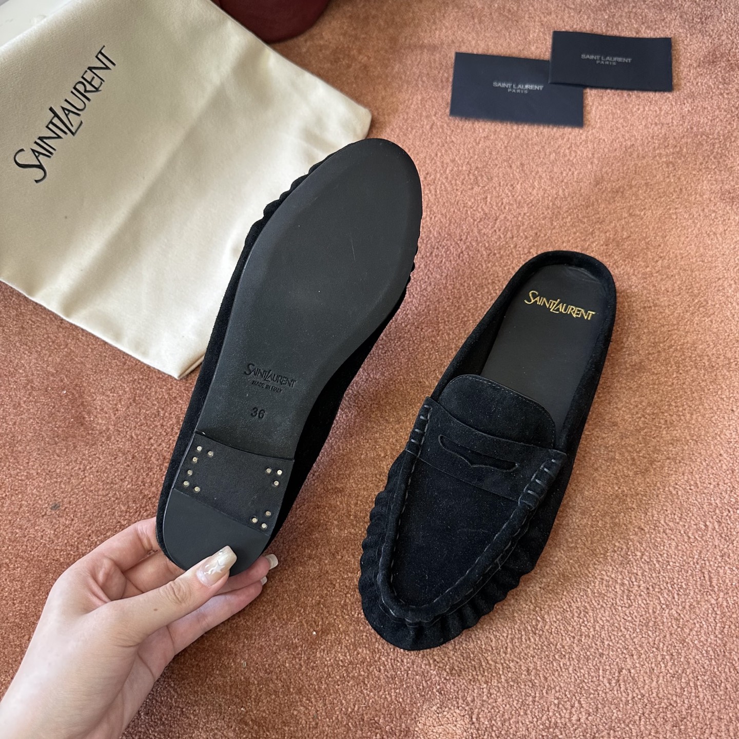 생로랑 YSL 앞코 덮인 뮬 108324 이미지 5