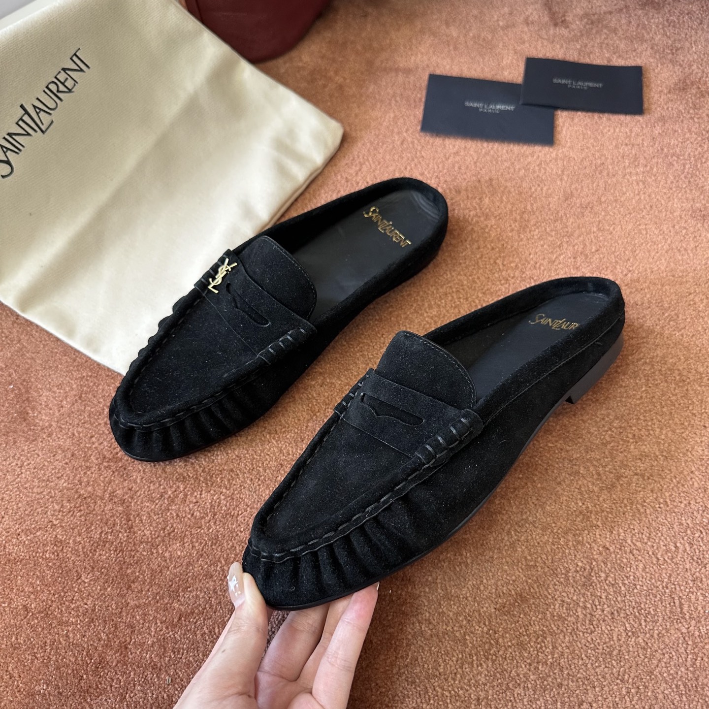 생로랑 YSL 앞코 덮인 뮬 108324 이미지 4