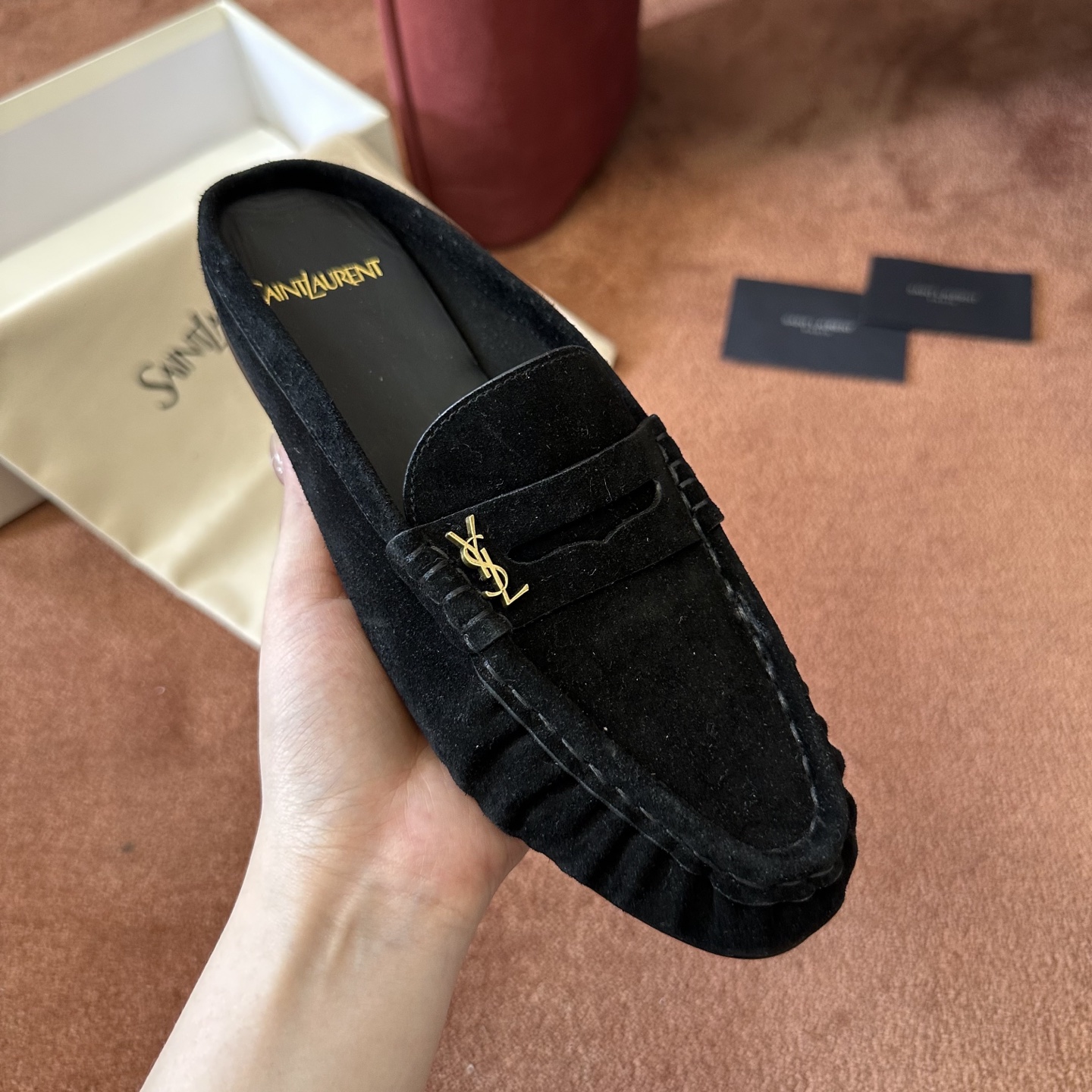 생로랑 YSL 앞코 덮인 뮬 108324 이미지 3