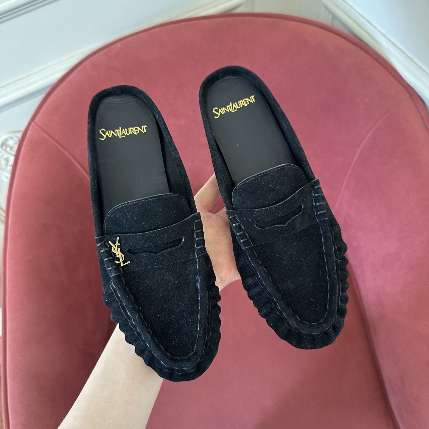 생로랑 YSL 앞코 덮인 뮬 108324 이미지 8