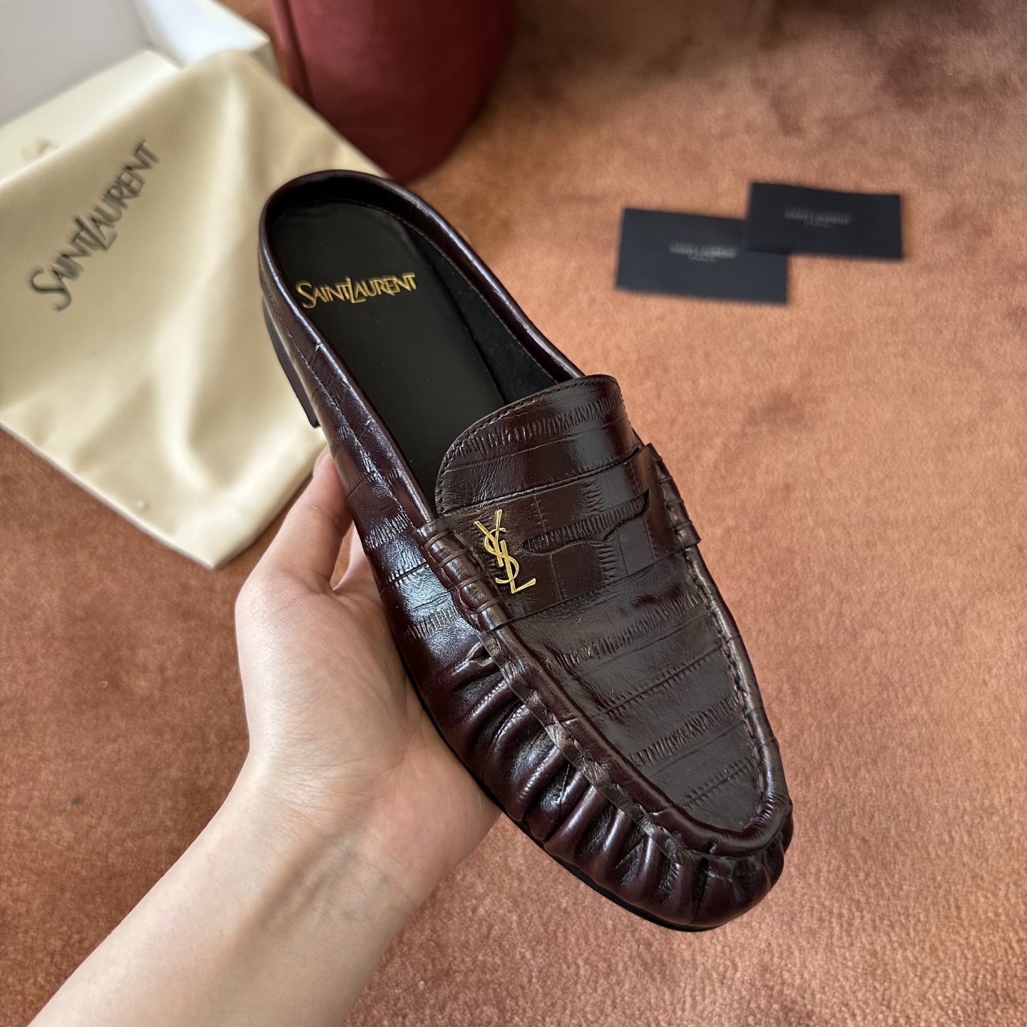 생로랑 YSL 앞코 덮인 뮬 로퍼 108321 이미지 3