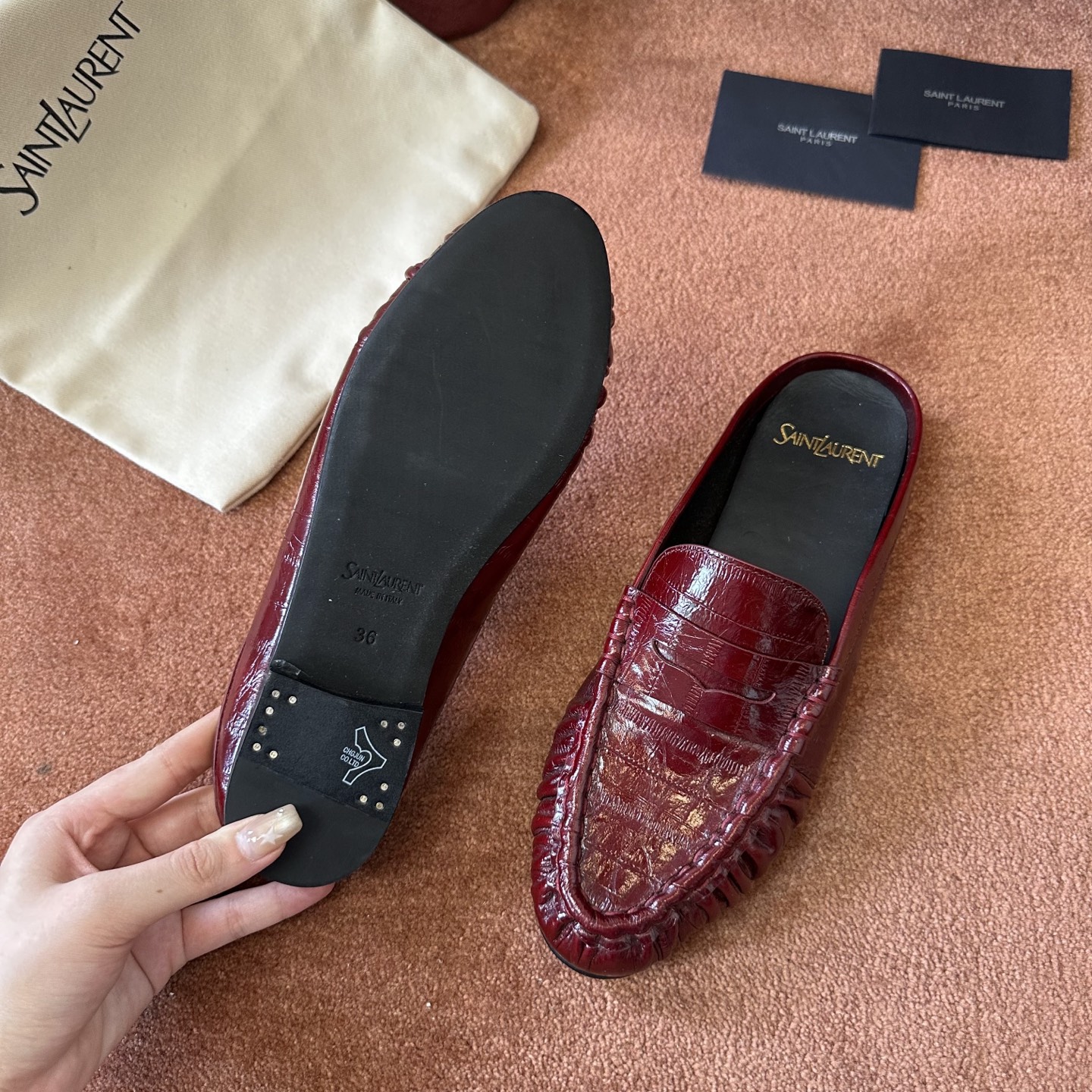 생로랑 YSL 앞코 덮인 뮬 108317 이미지 7