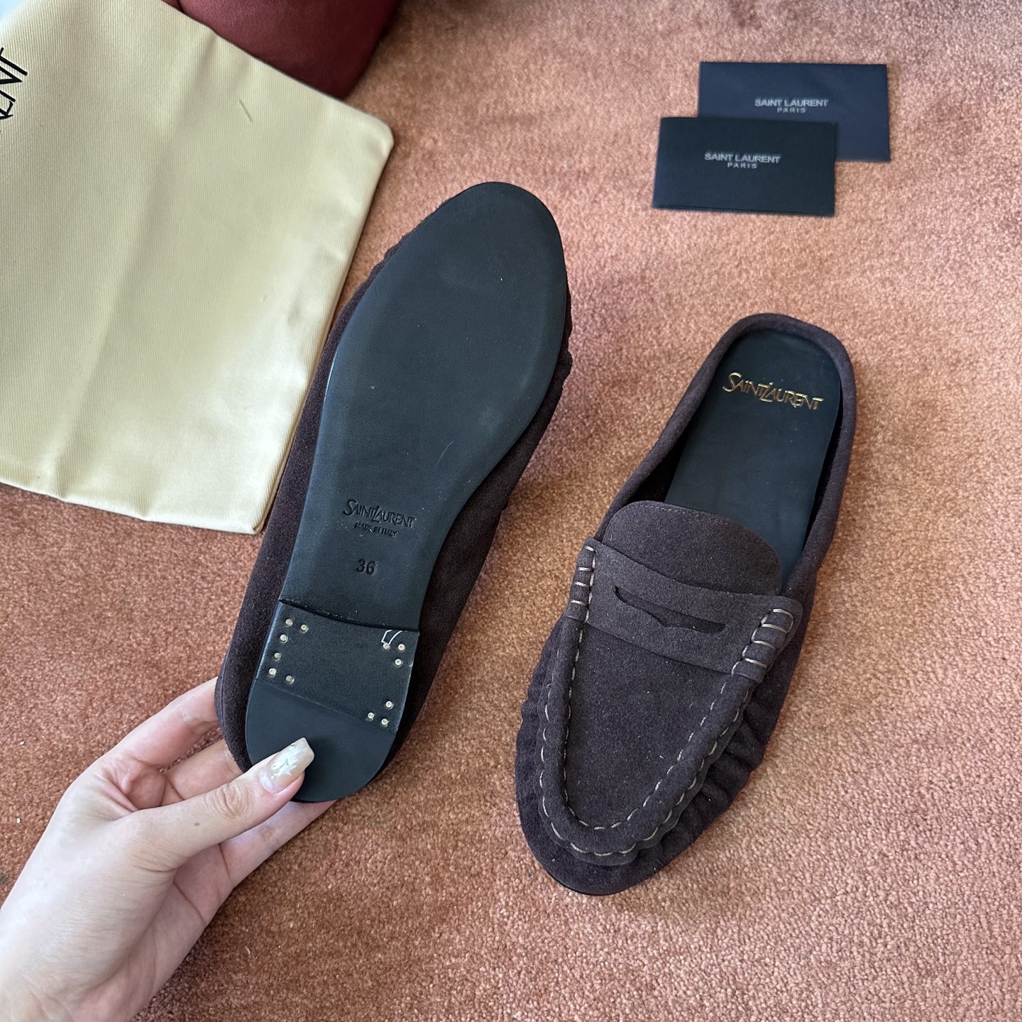 생로랑 YSL 앞코 덮인 뮬 108311 이미지 7