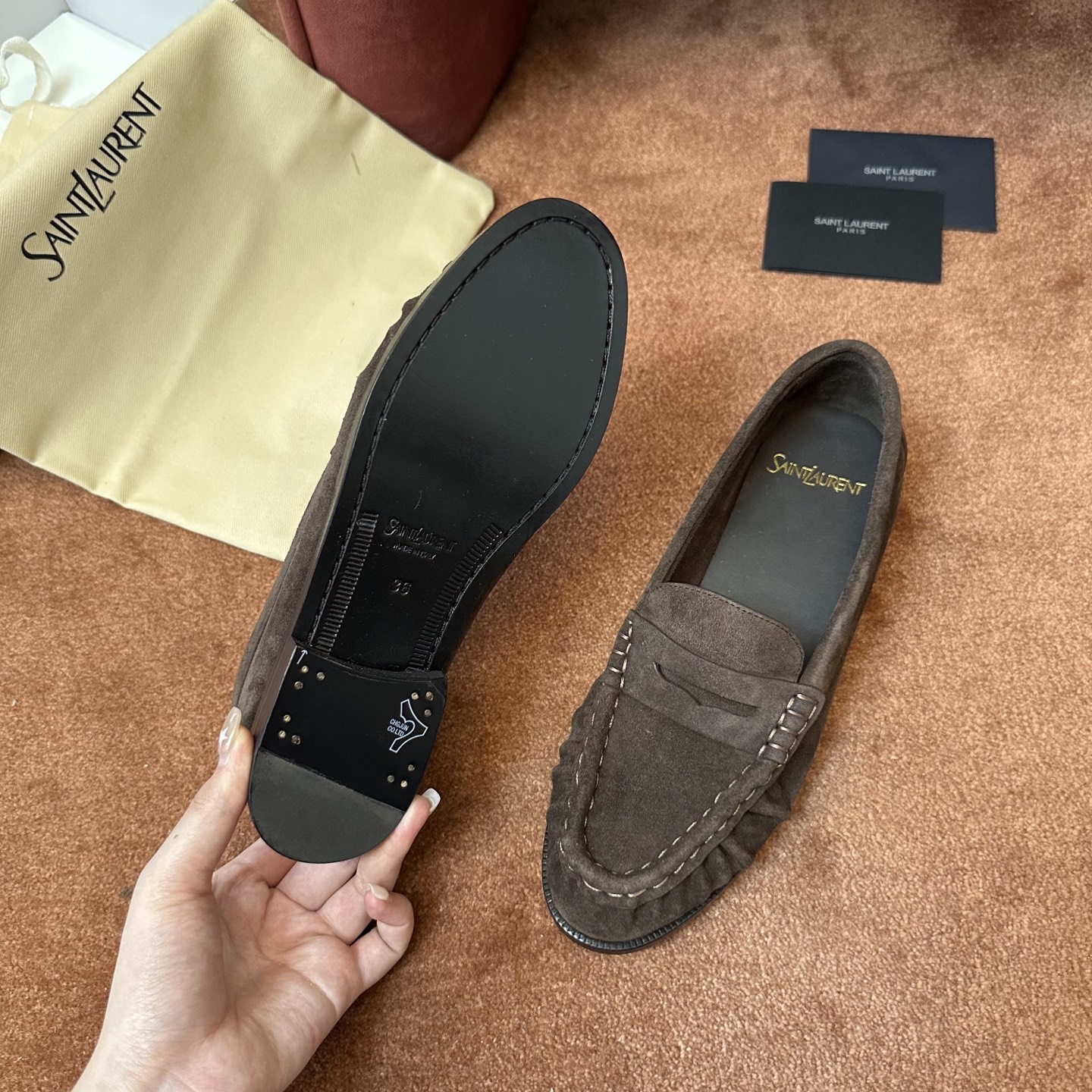 생로랑 YSL 앞코 덮인 뮬 로퍼 108296 이미지 6