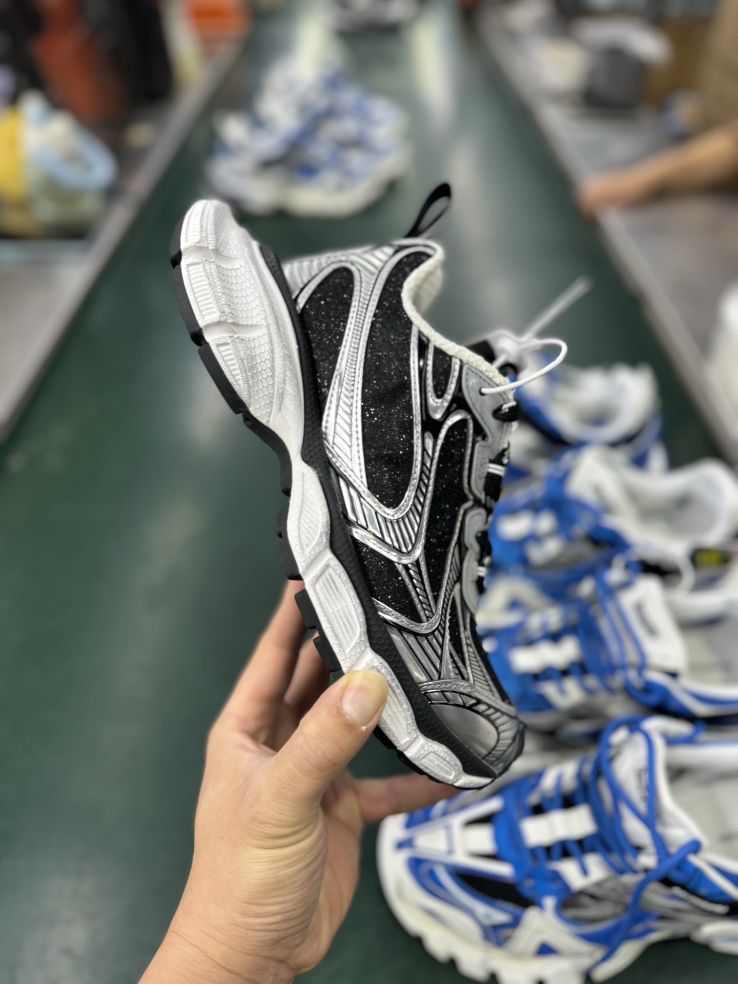 Balenciaga 3XL Black Silver Rhinestone Sneakers, Article Number: 734731