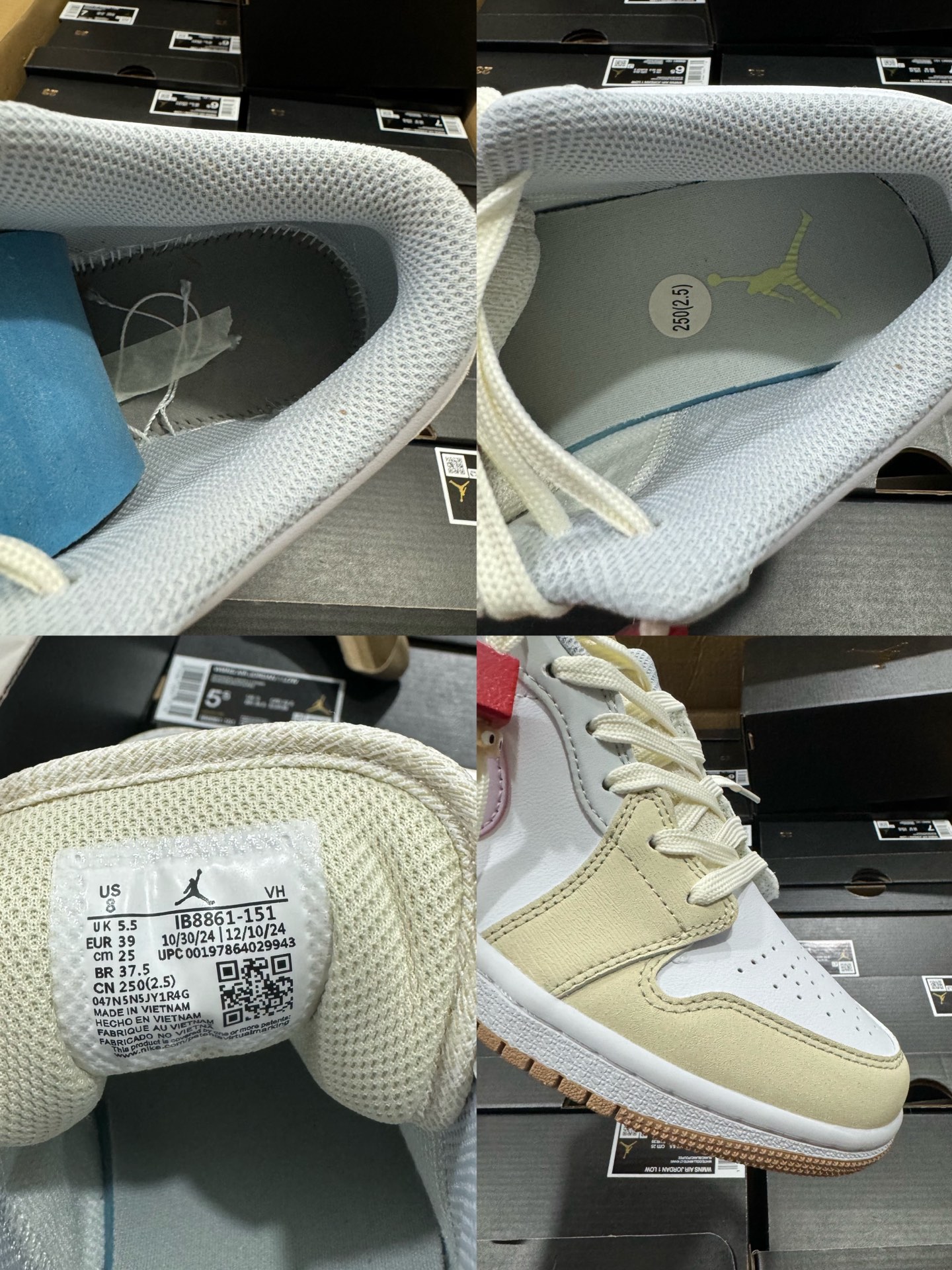P160VT版本Air Jordan 1 Low AJ1 乔1低帮休闲板鞋 米黄粉 植物刺绣 IB8861-151