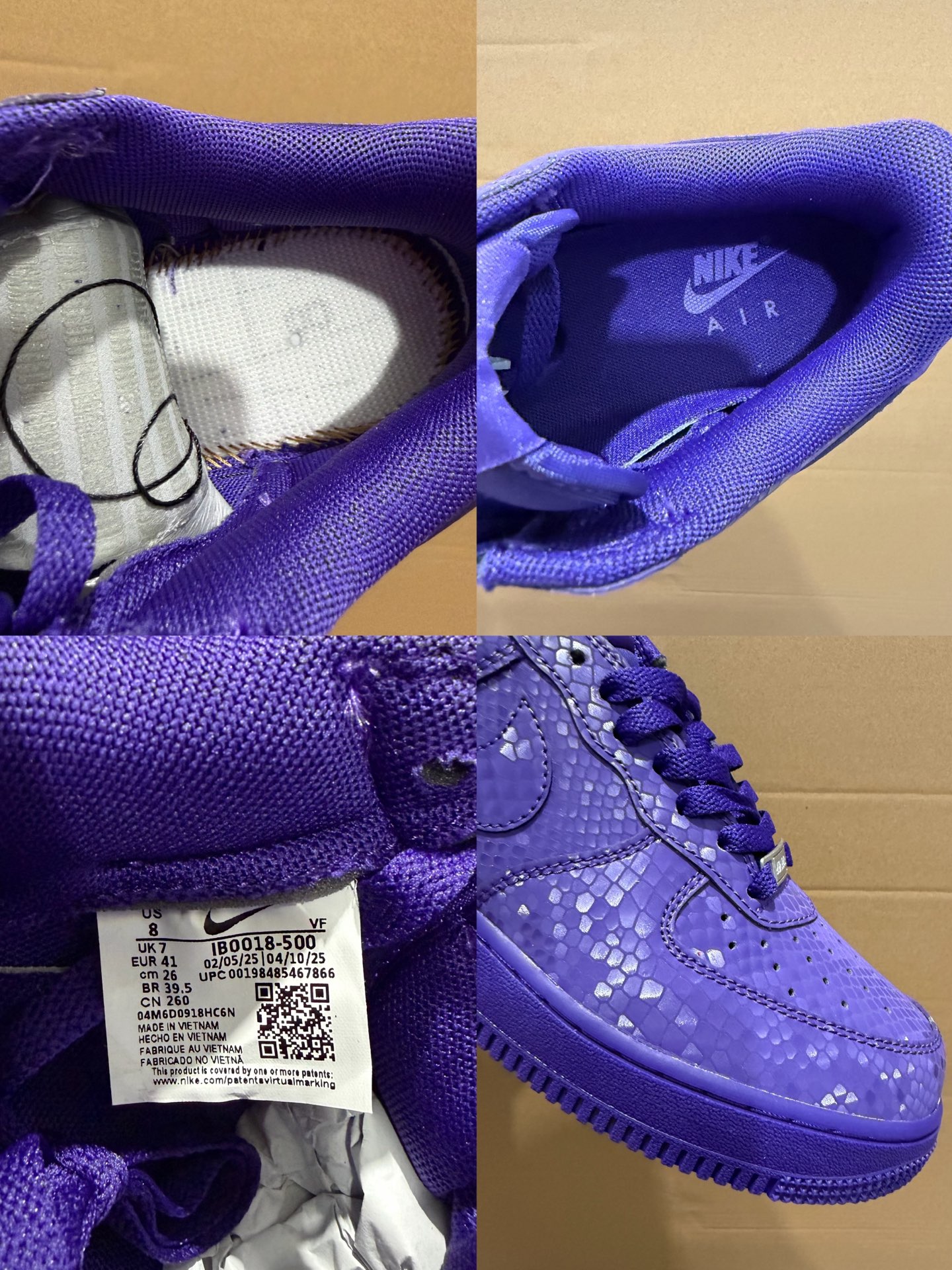特价福利 ‼️原装皮革Nike Air Force 1 Low Kobe Forever 紫色蛇纹 Ko