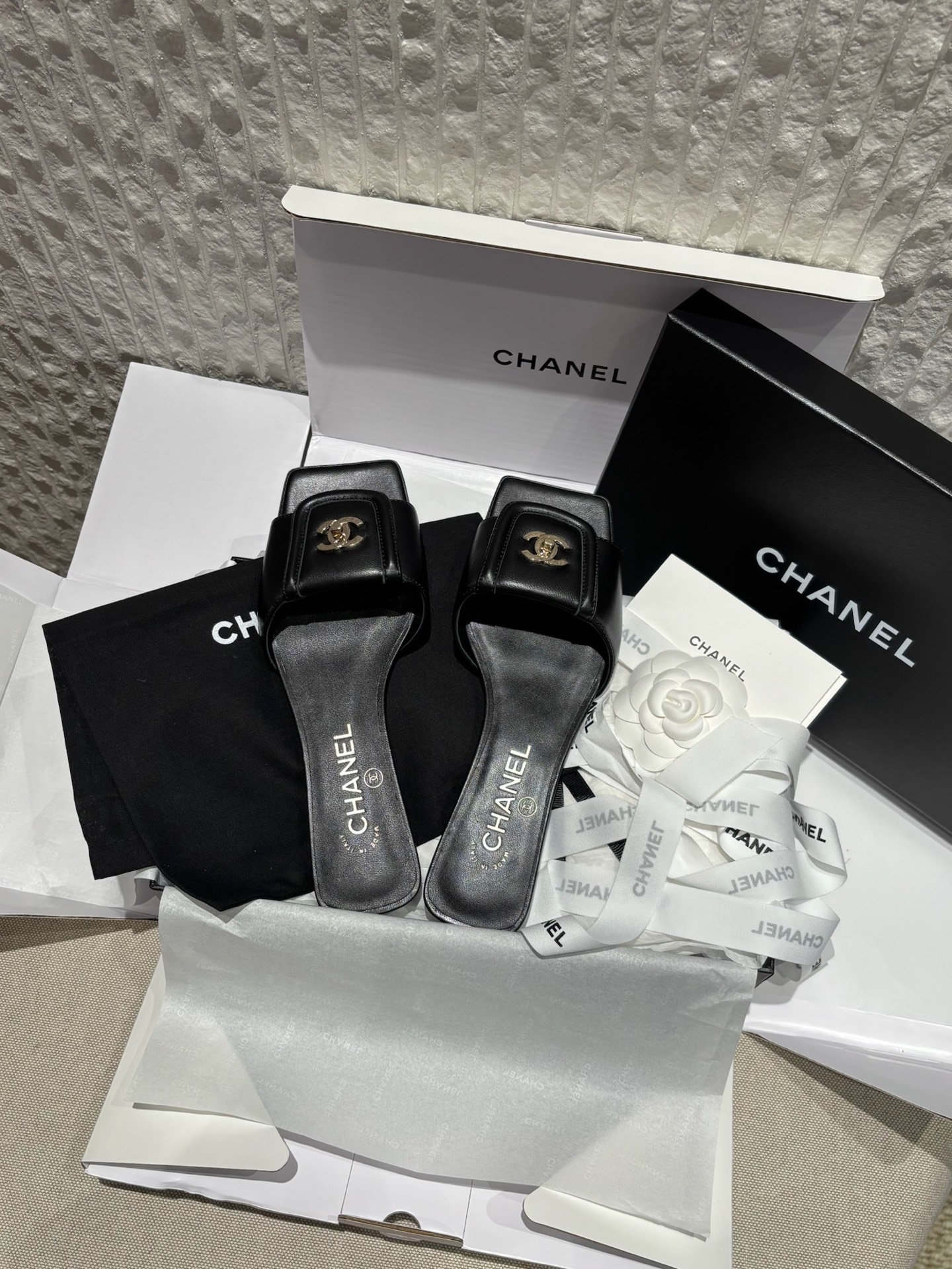 Мюли женские черные с квадратным мыском Chanel