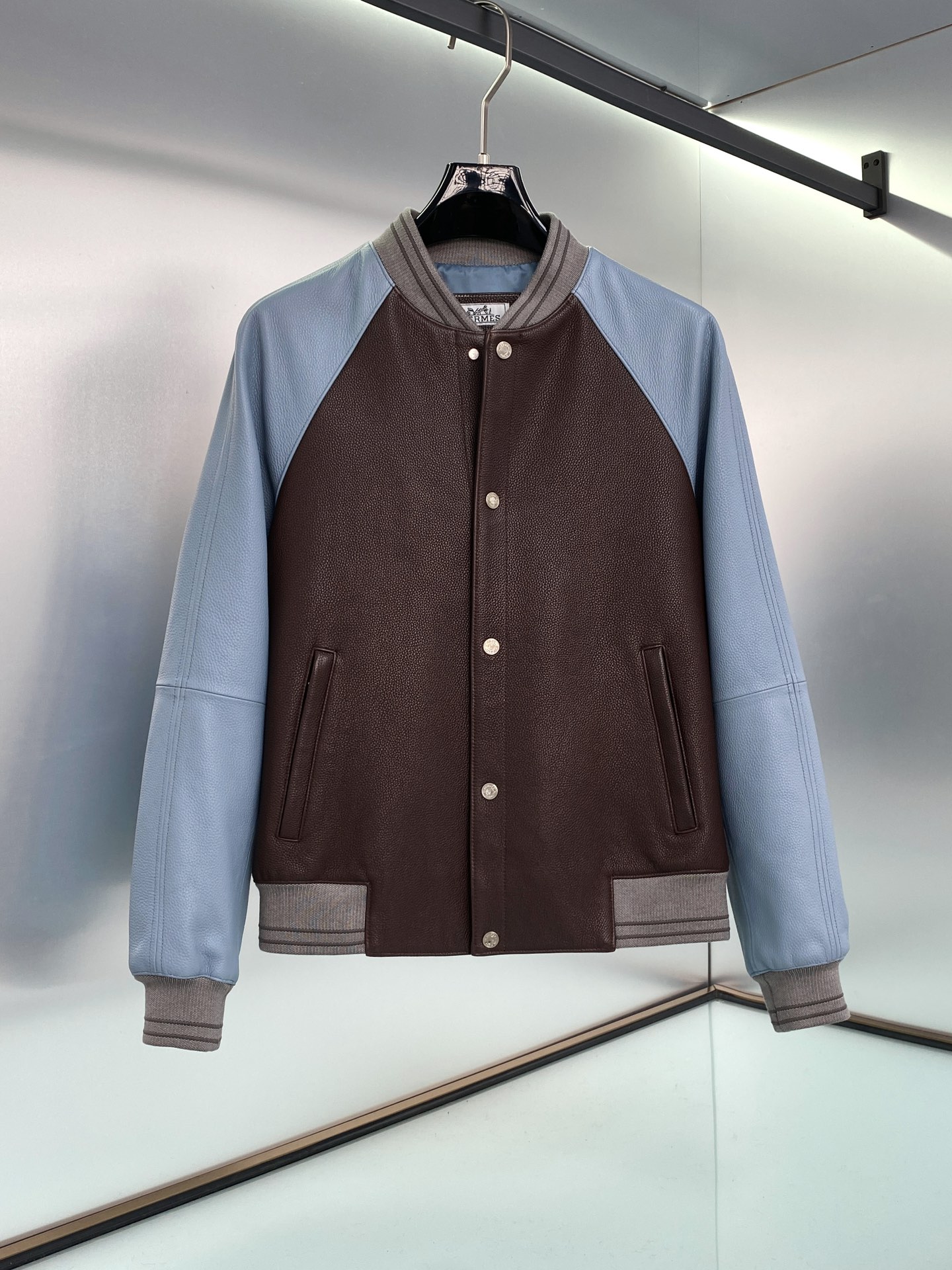 HERMES Nueva chaqueta de piel auténtica para hombre, primera entrega de la colección otoño-invierno 2024, chaqueta casu…