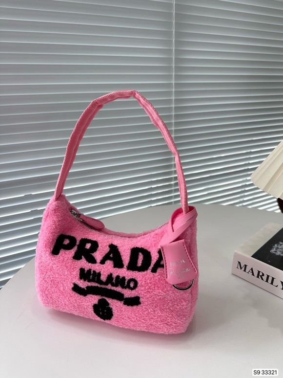 Prada Crossbody & Shoulder Bags Top Grade Pink Lambswool Underarm