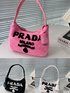 Prada Crossbody & Shoulder Bags Pink Lambswool Underarm