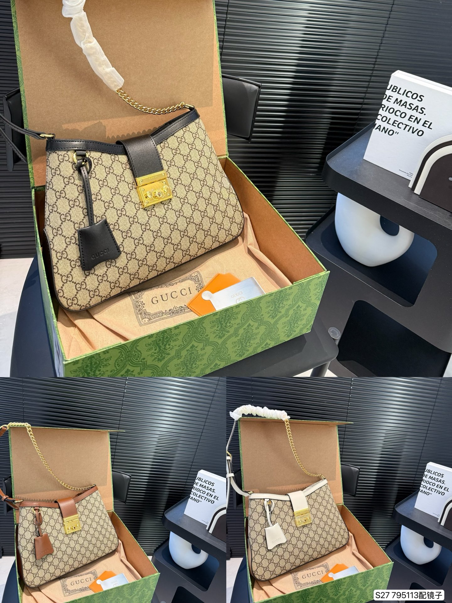 大号💰400 配折叠盒子 Gucci酷奇💰adlock新款链条手袋 独家实拍,质感一流,可斜跨可单肩,多功能内格完美容纳 尺寸33 24 货号795113