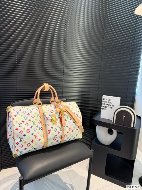 White Multicolor Louis Vuitton Travel Bag,47*25 cm, Perfect for Colorful Outfits 1 White Multicolor Louis Vuitton Travel Bag,47*25 cm, Perfect for Colorful Outfits