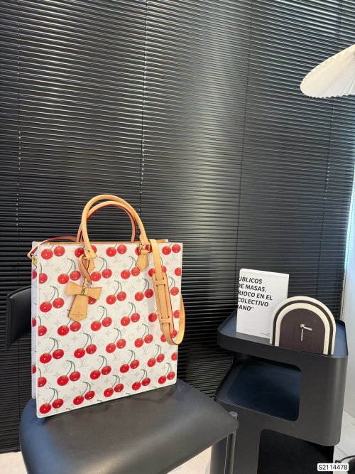 Louis Vuitton Vintage Monogram Cherry Print Tote Bag - Large Capacity