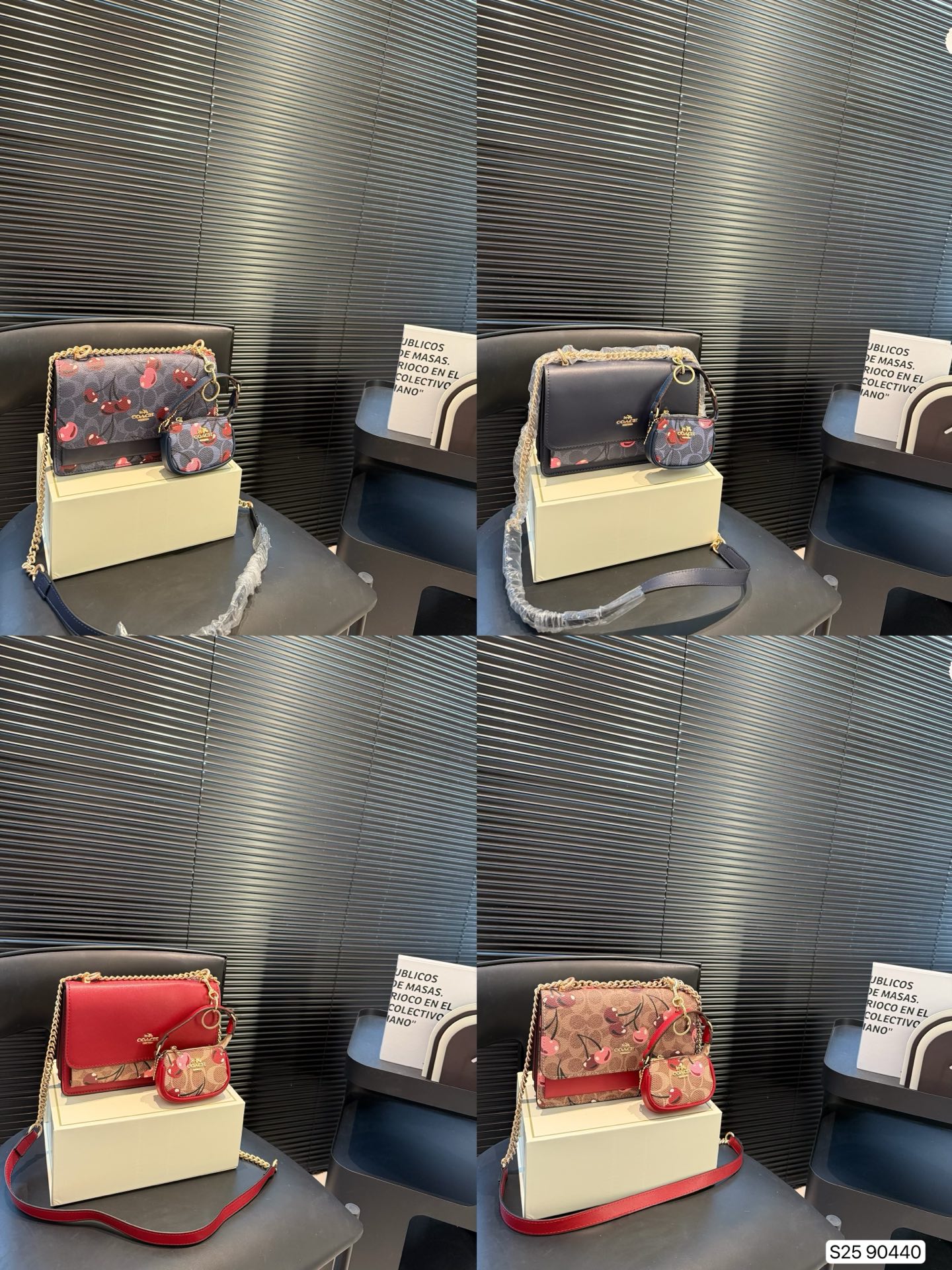 Con caja plegable, Coach de la misma tienda, bolso de cadena acordeón Coach, nueva serie Tabby de colores combinados. C…