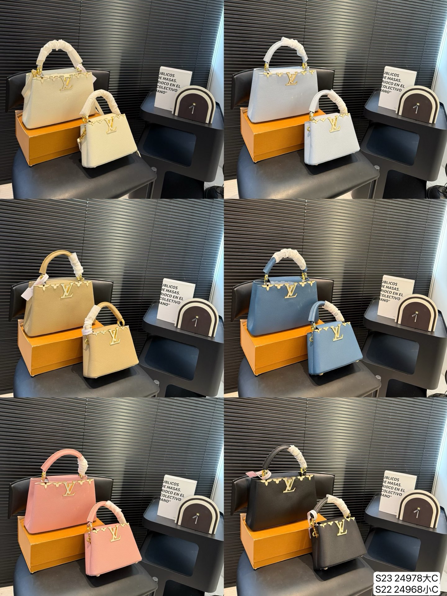 大号💰365小号💰360  LVCa💰ucines 贵妇包 超繁琐制作工序，女王范儿必备，经典大logo设计，结合monogram经典小花元素[哇]简洁大气，尺寸合理、容量OK，可手提可单肩，
尺寸：大号27 18 小号20 13.5 货号大24978小24968