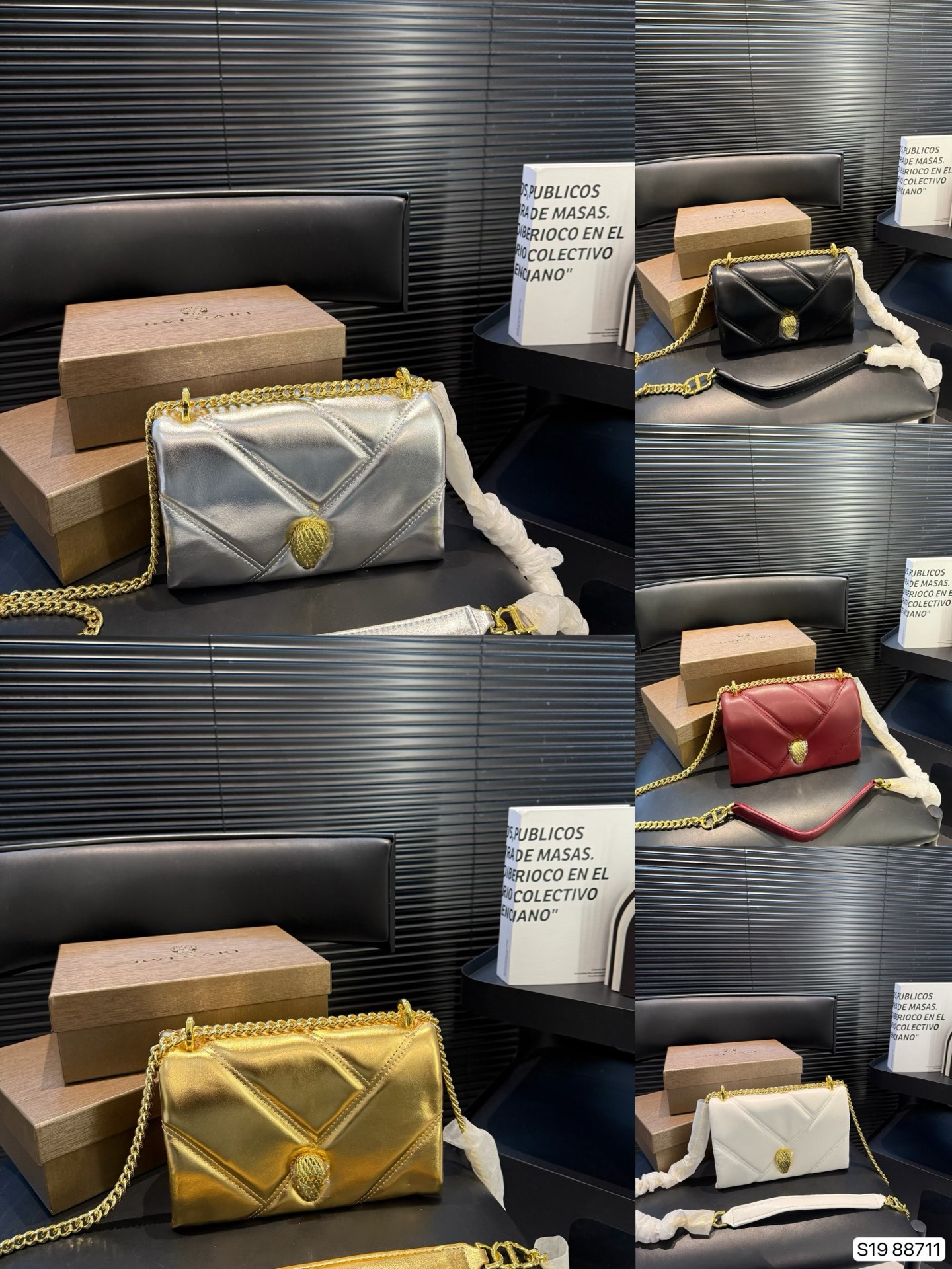 P155 con caja, bolso de cadena Bvlgari. ¡Este bolso es elegante y moderno! Es simple, resistente y combina co…